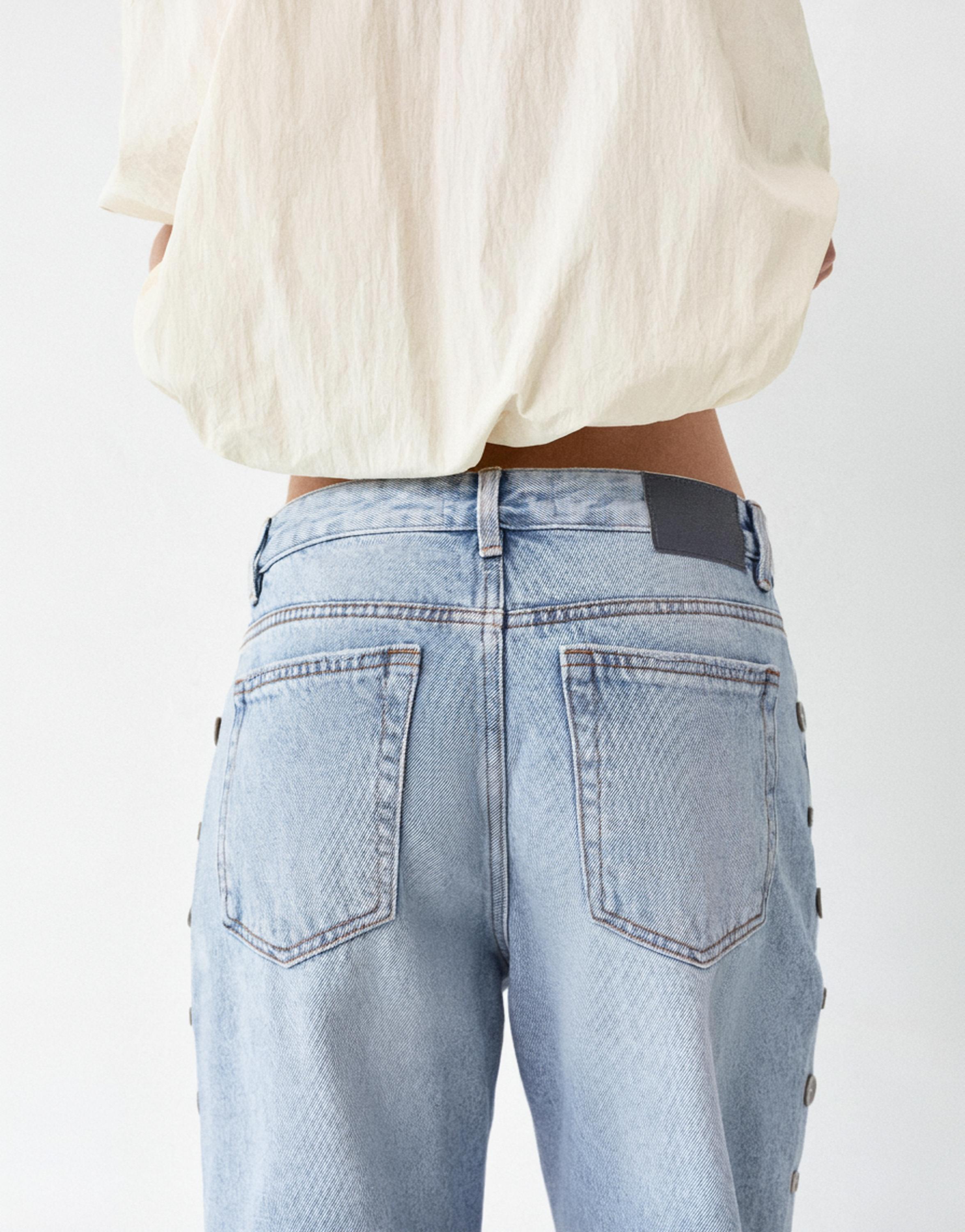 Düğme detaylı baggy jean - Görsel 7