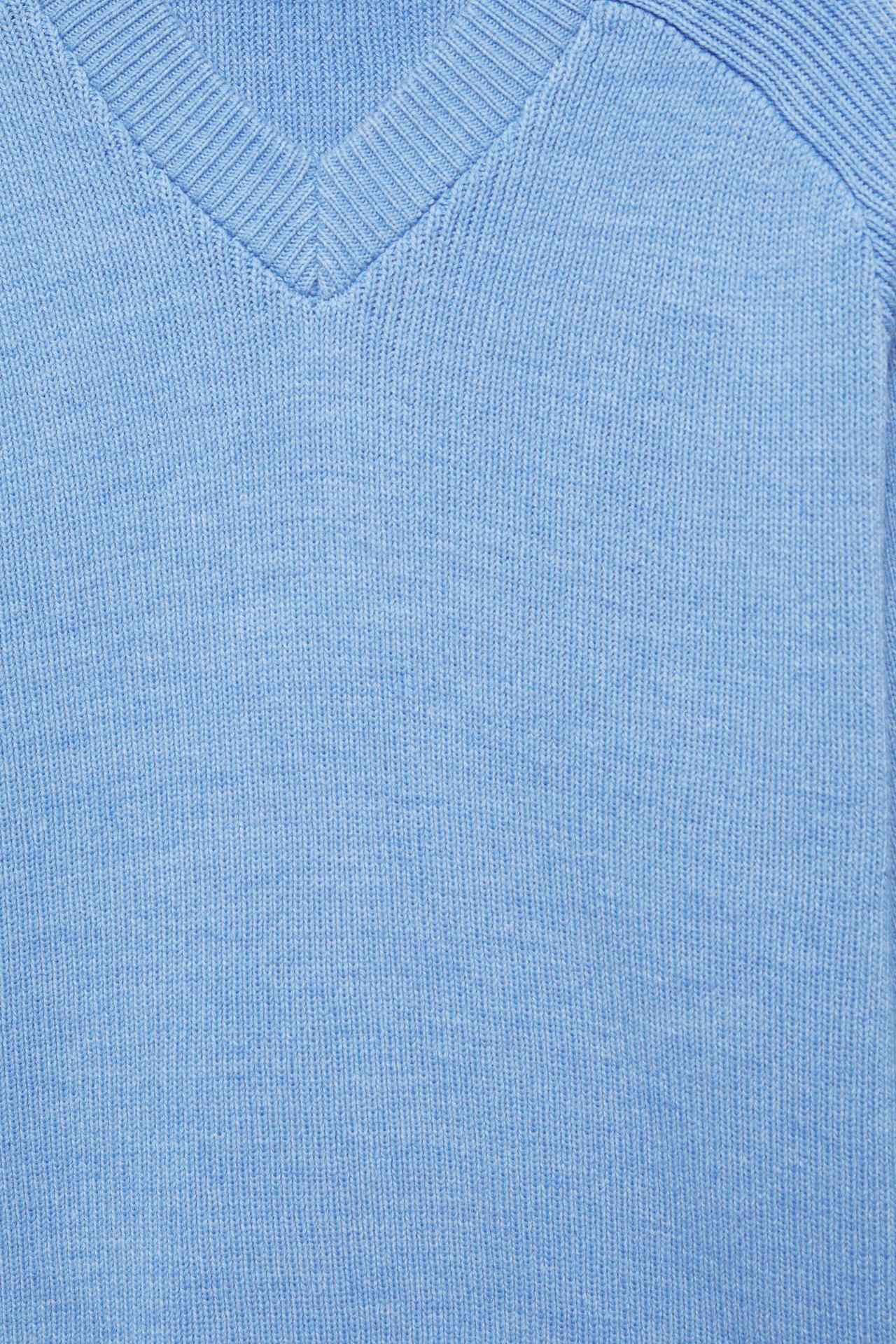 Brioche stitch V-neck jumper — Bluish grey