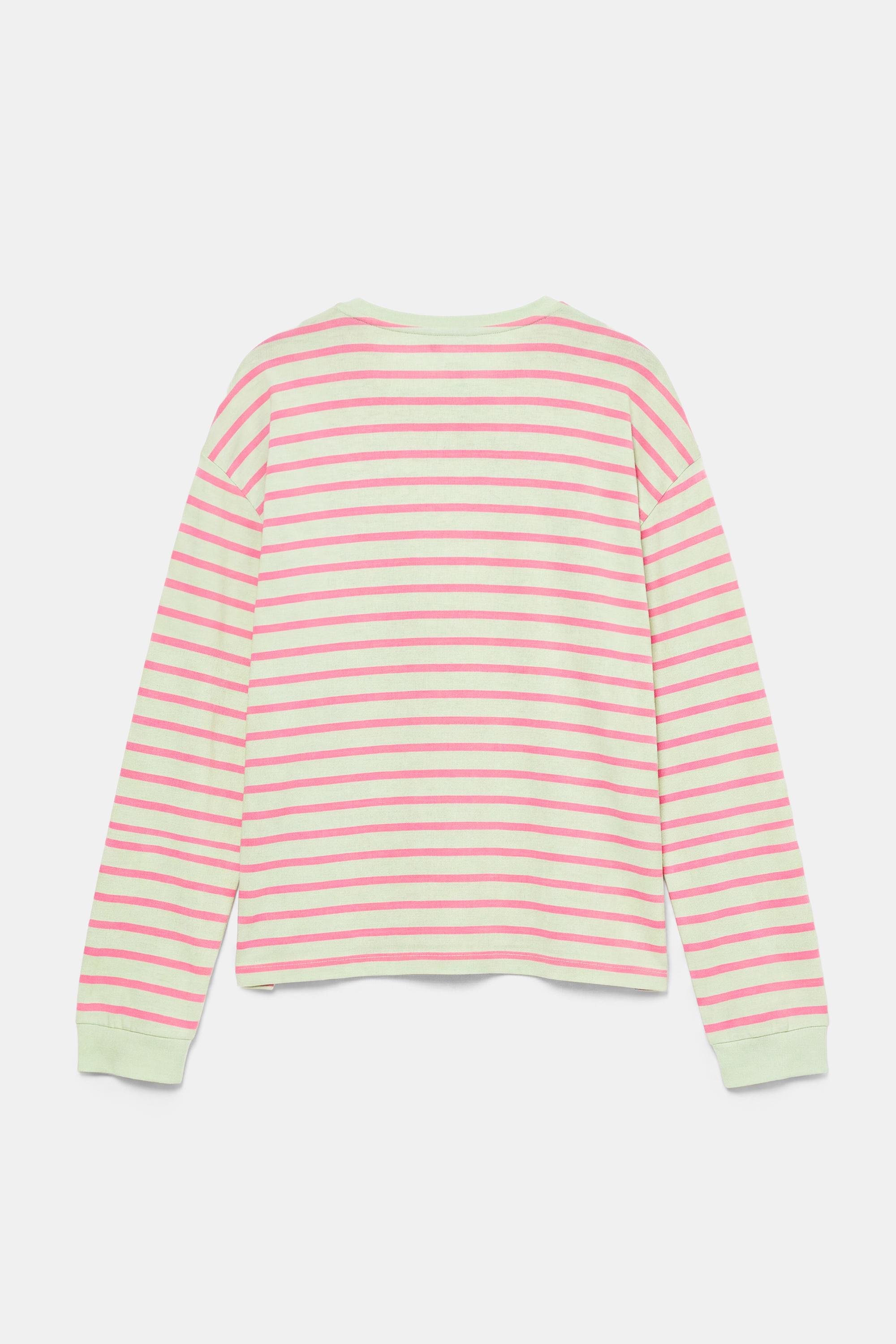Oversize long sleeve striped T-shirt — Lime