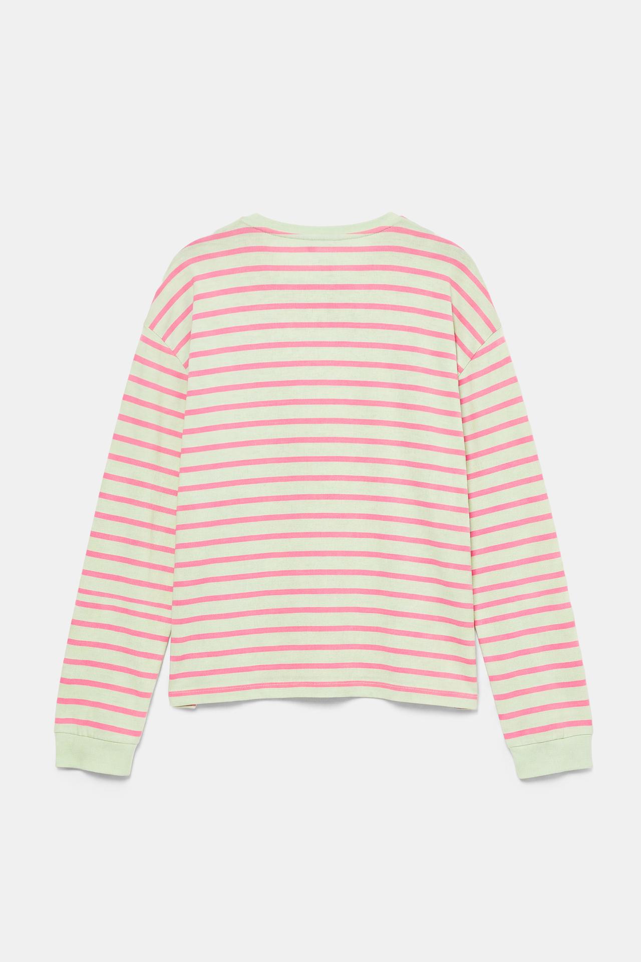 Oversize long sleeve striped T-shirt — Lime