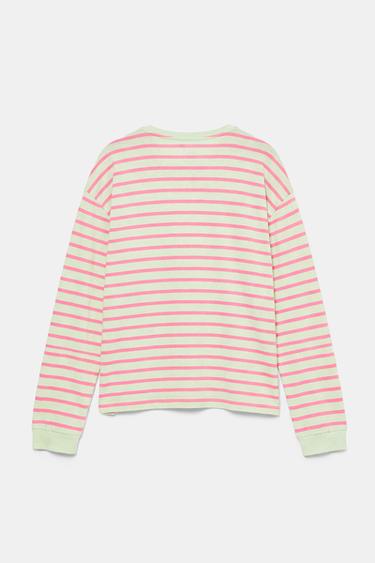 Oversize long sleeve striped T-shirt — Lime 7