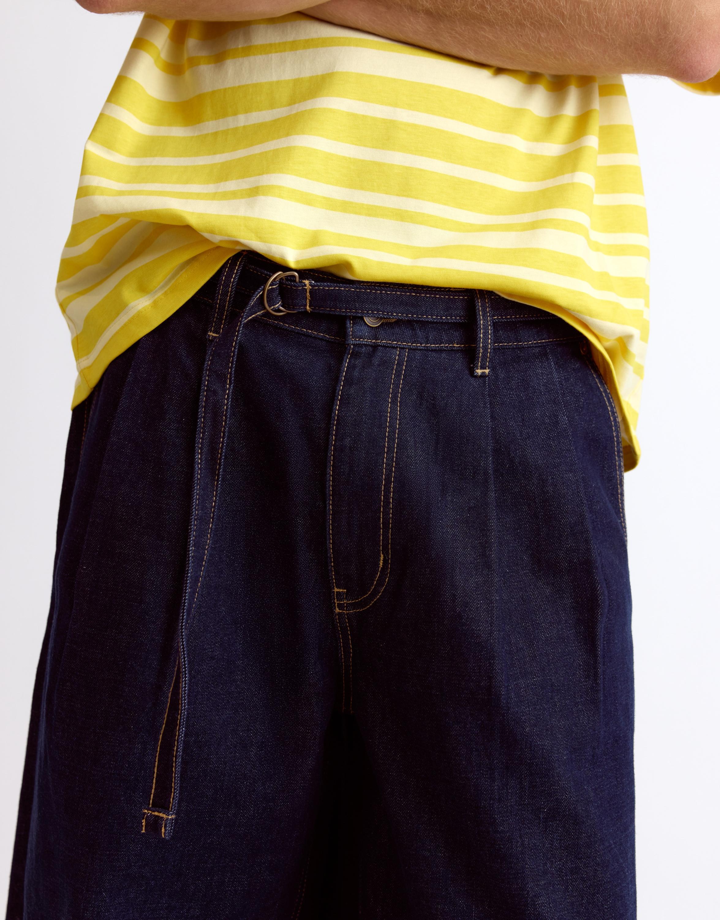 Pull&Bear Pileli kemerli relaxed jean görsel 7