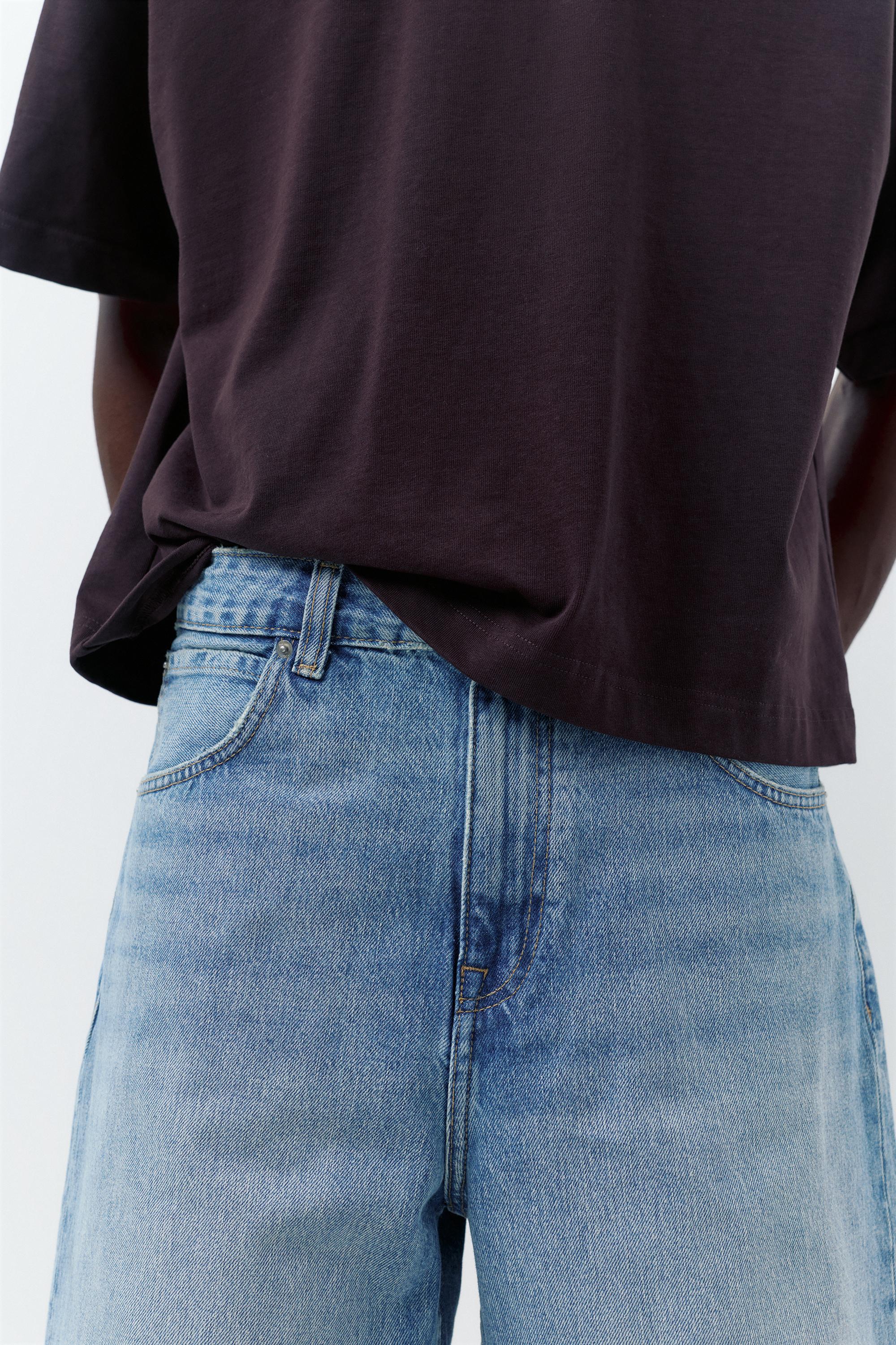 Baggy relaxed fit denim Bermuda shorts — Greenish blue