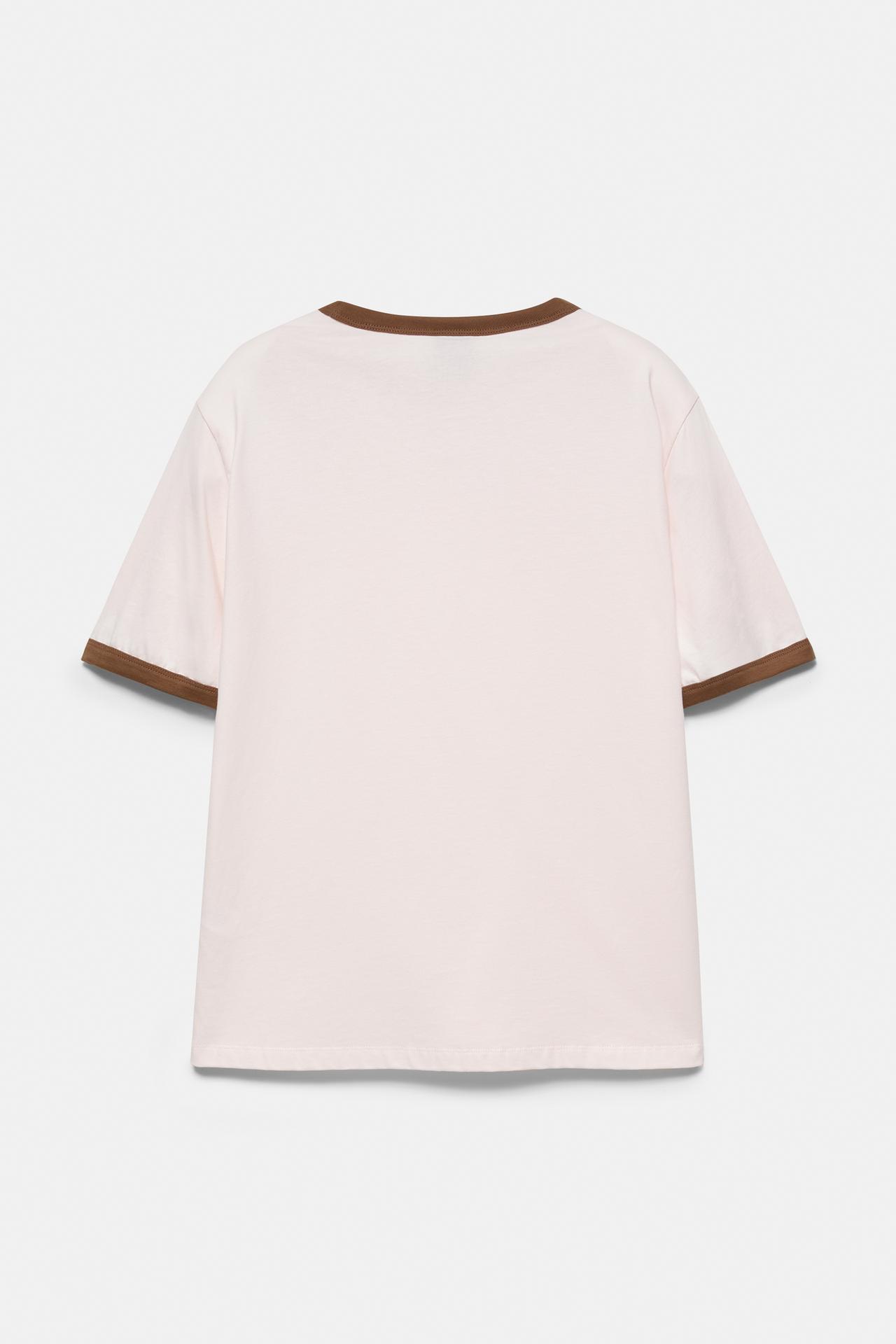Contrast trim T-shirt — Pink
