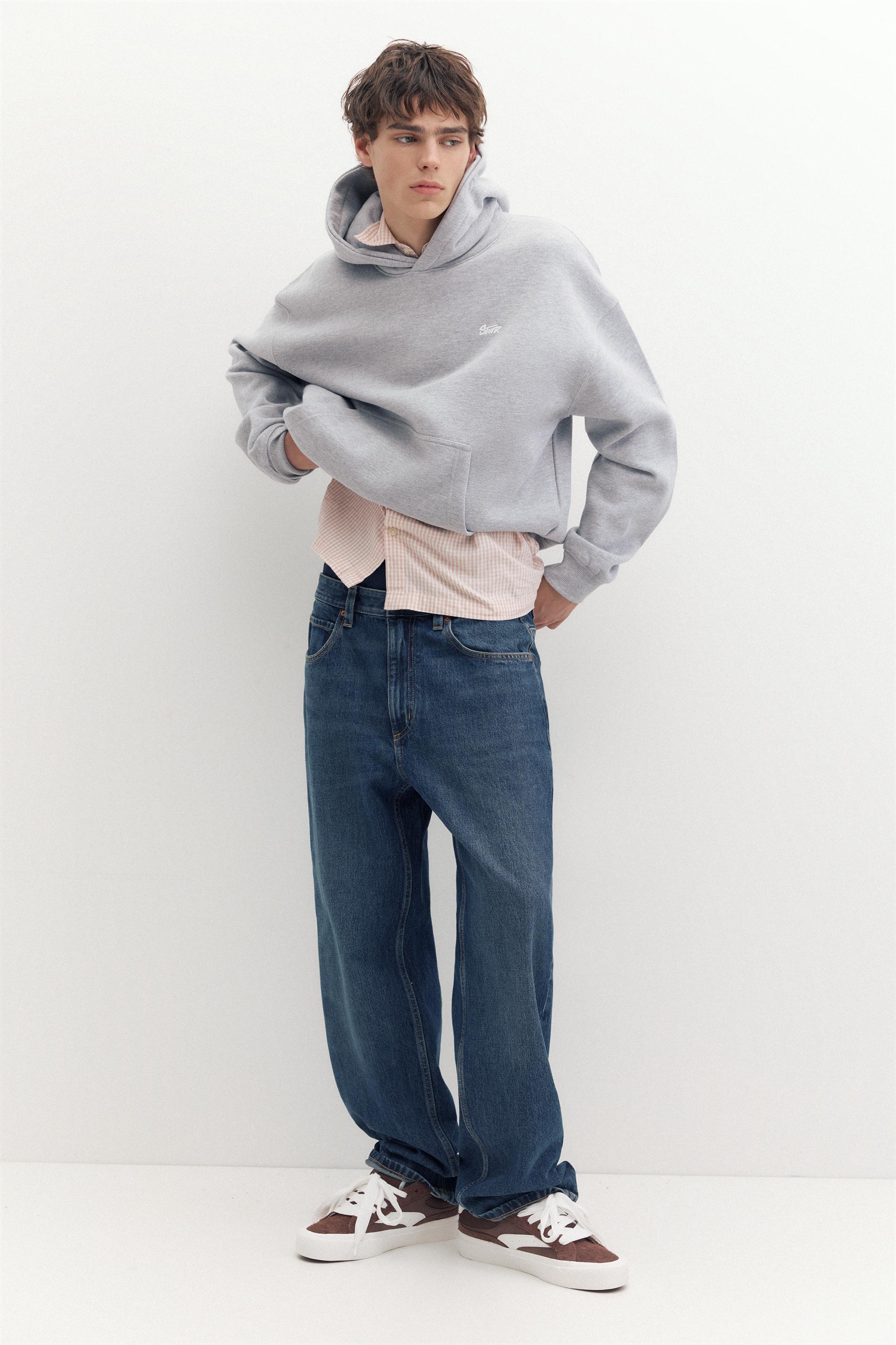 STWD logo boxy hoodie — Grey marl