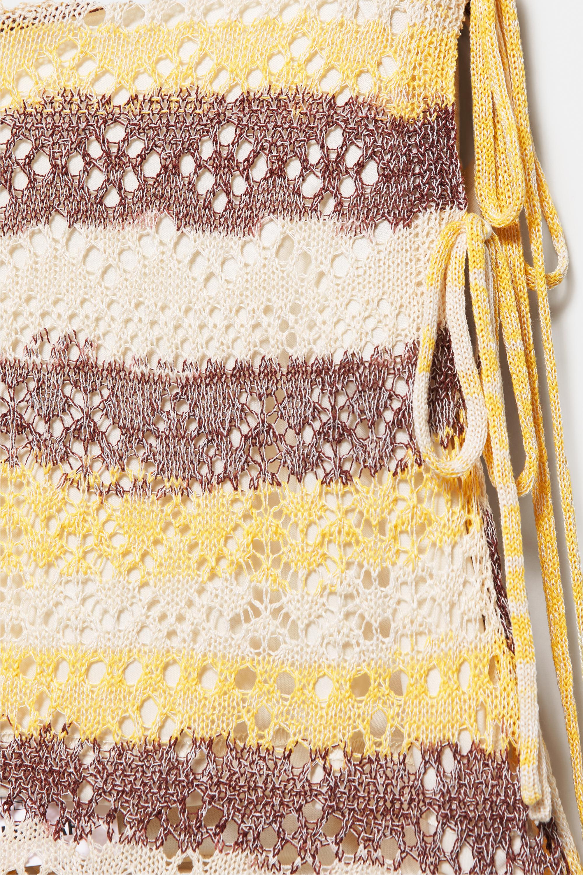 Space dye cutwork mini skirt — Yellow