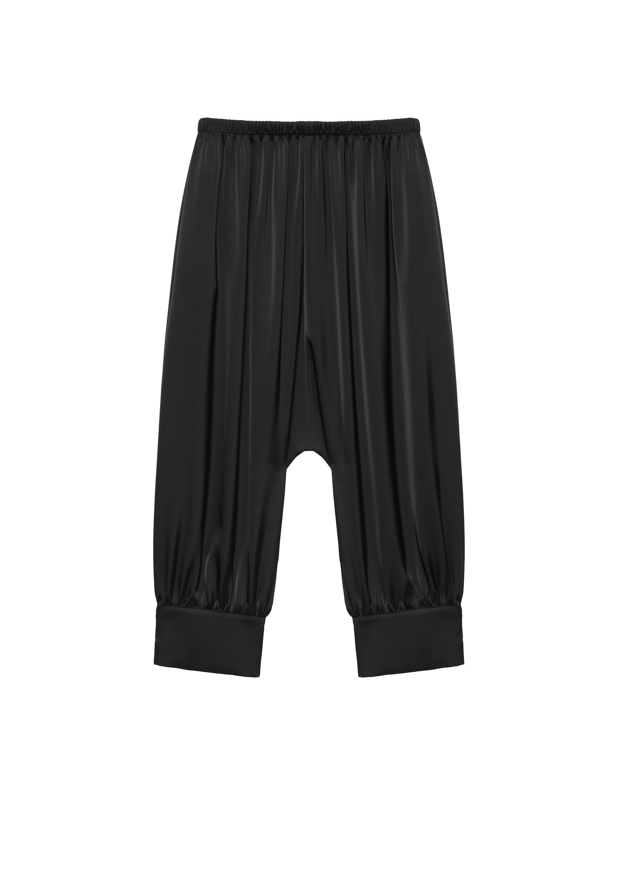 Satin sarouel capris — Black