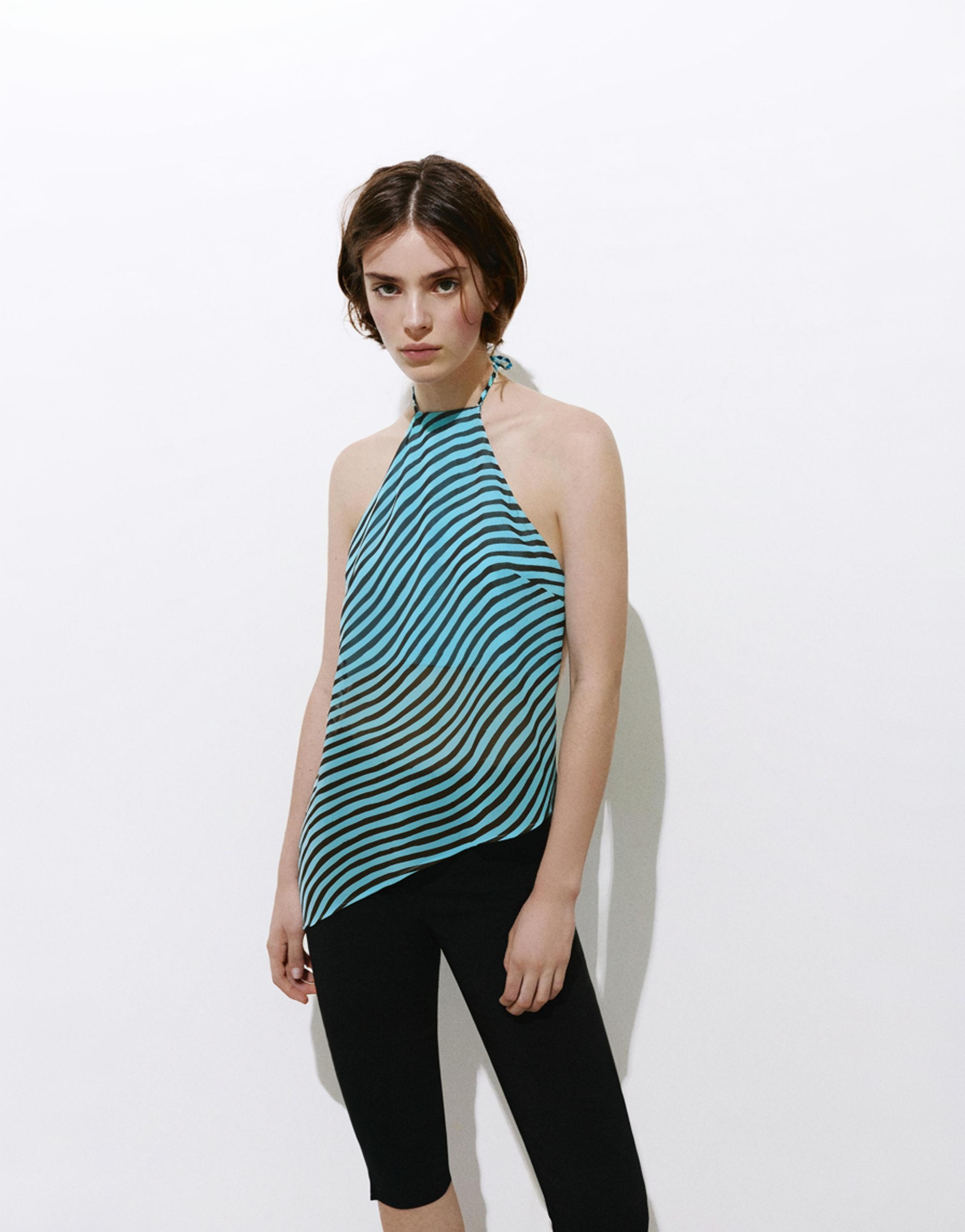 Wavy halter top — Brown/Blue