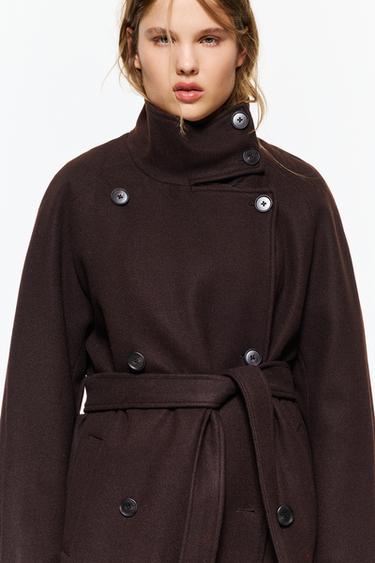 High neck belted coat — Dark brown 3