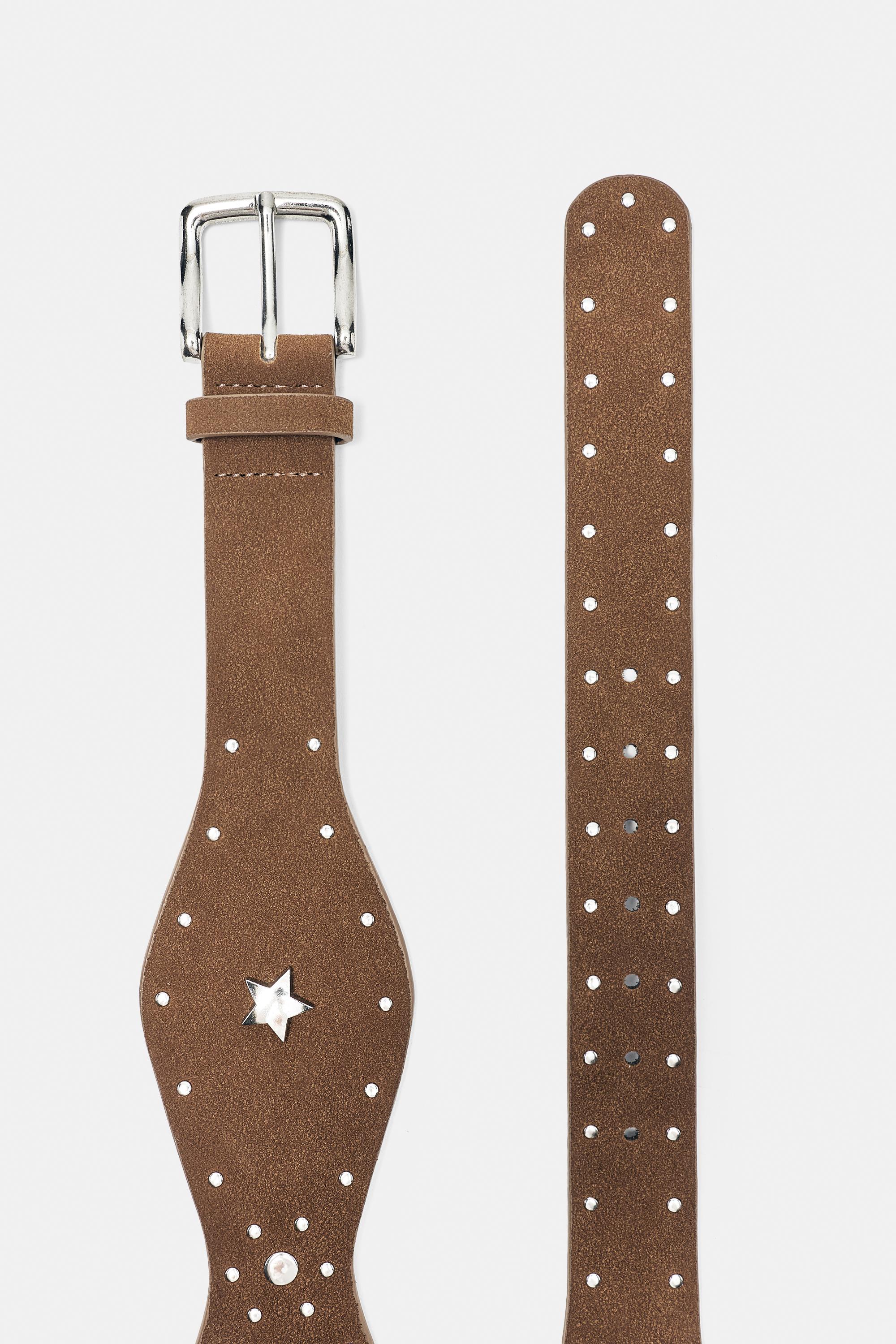 Wide wave and star belt — Brown