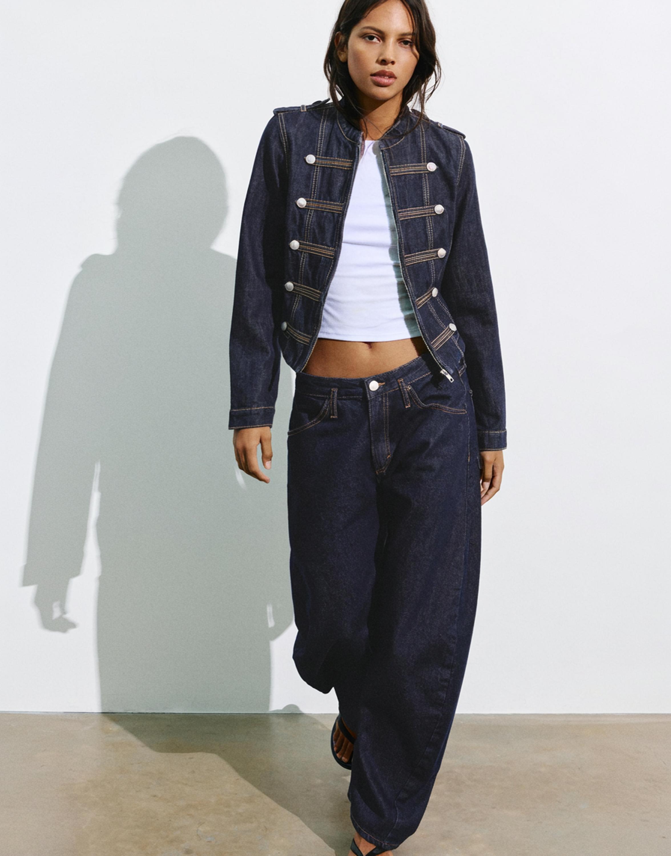 Denim jacket with toggle buttons — Navy (alternate view)