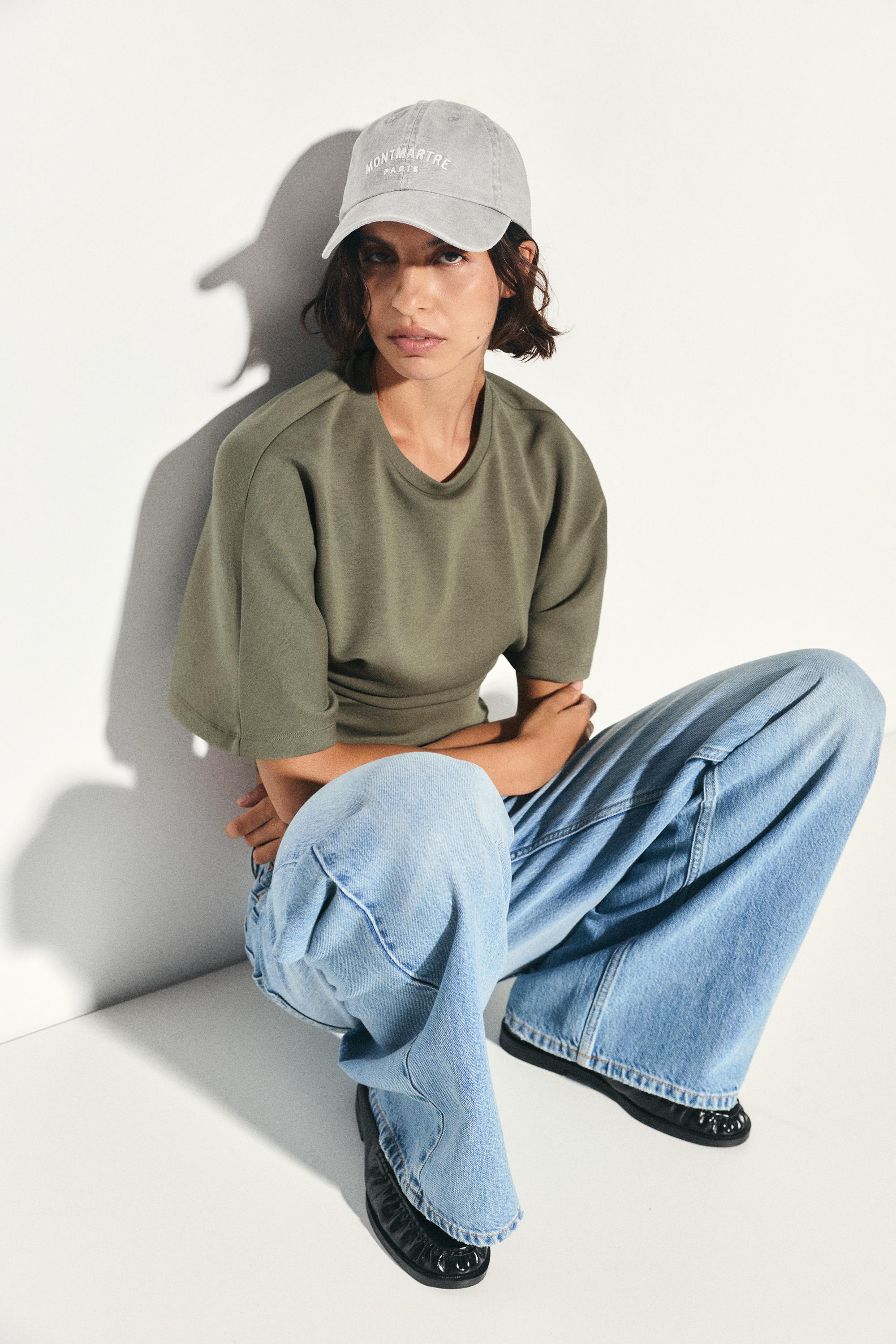 Modal batwing sleeve T-shirt — Khaki