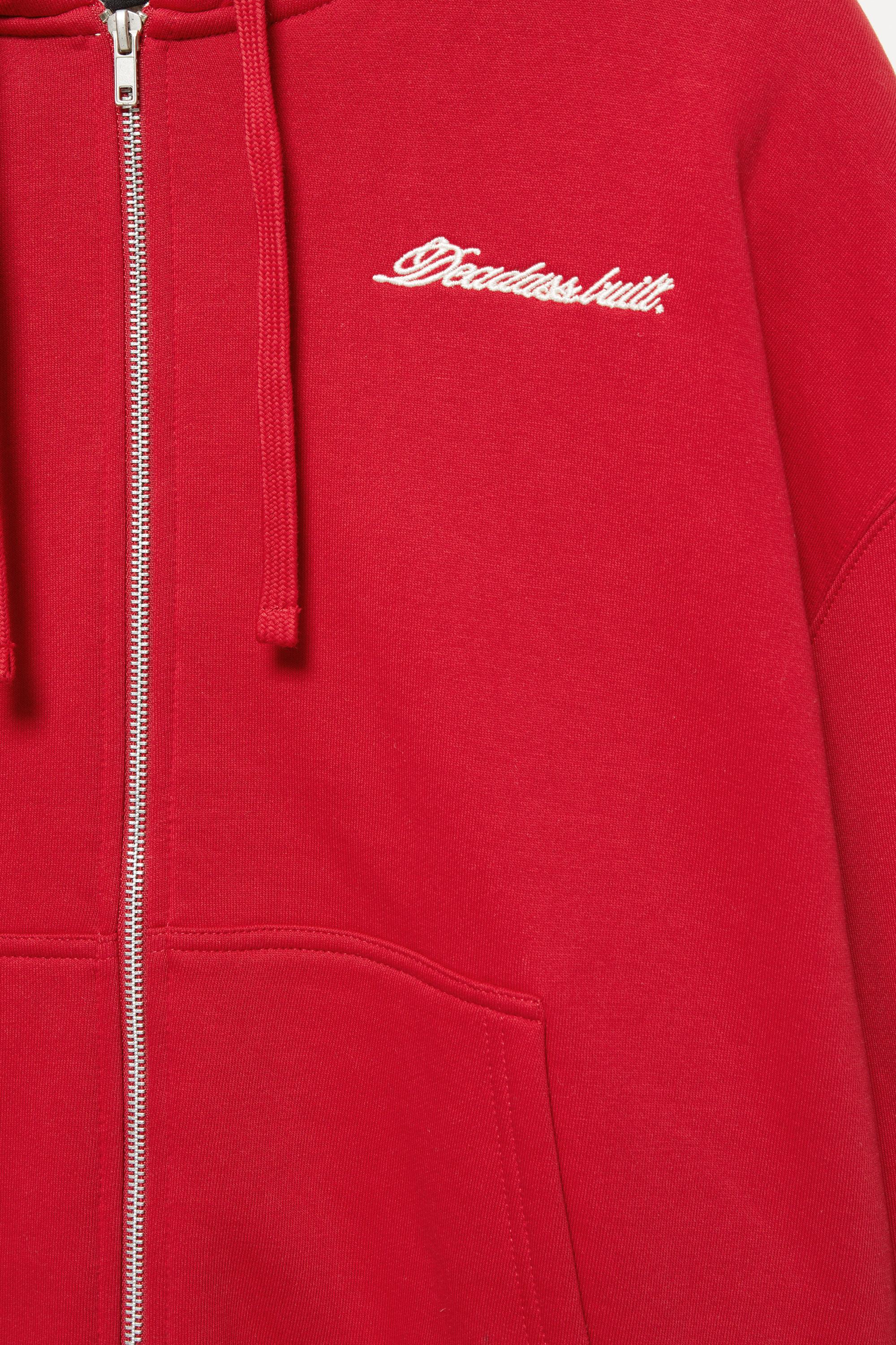 Graphic zip-up hoodie — Red