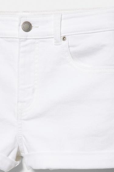 Mid-waist denim shorts — White 7