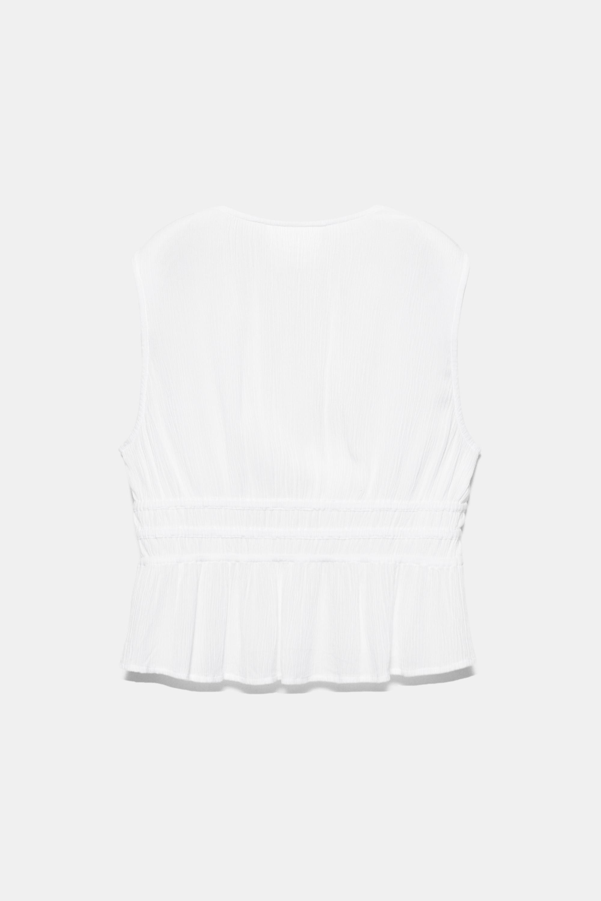 Crepe top with ties — White