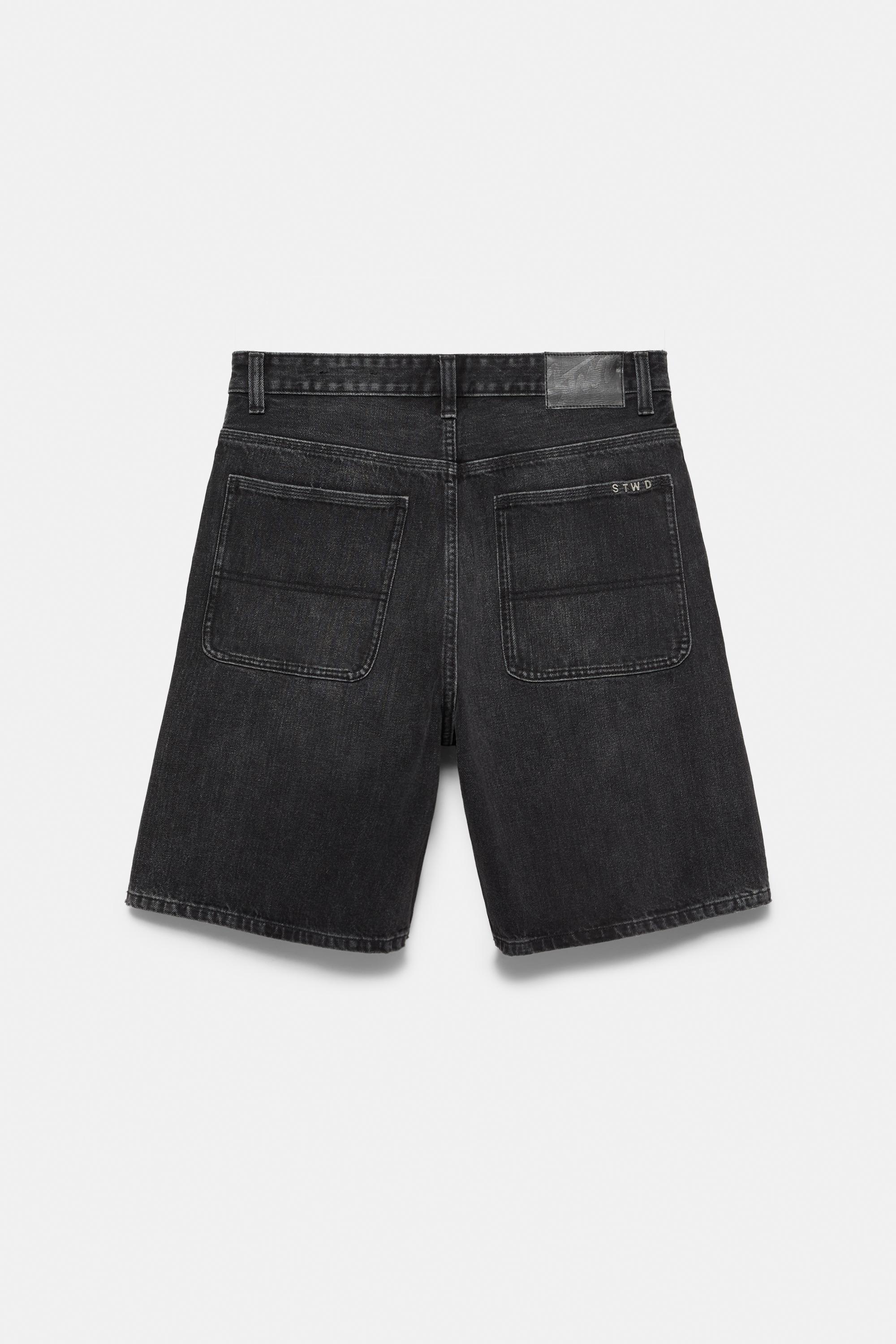 Baggy relaxed fit denim Bermuda shorts — Faded black