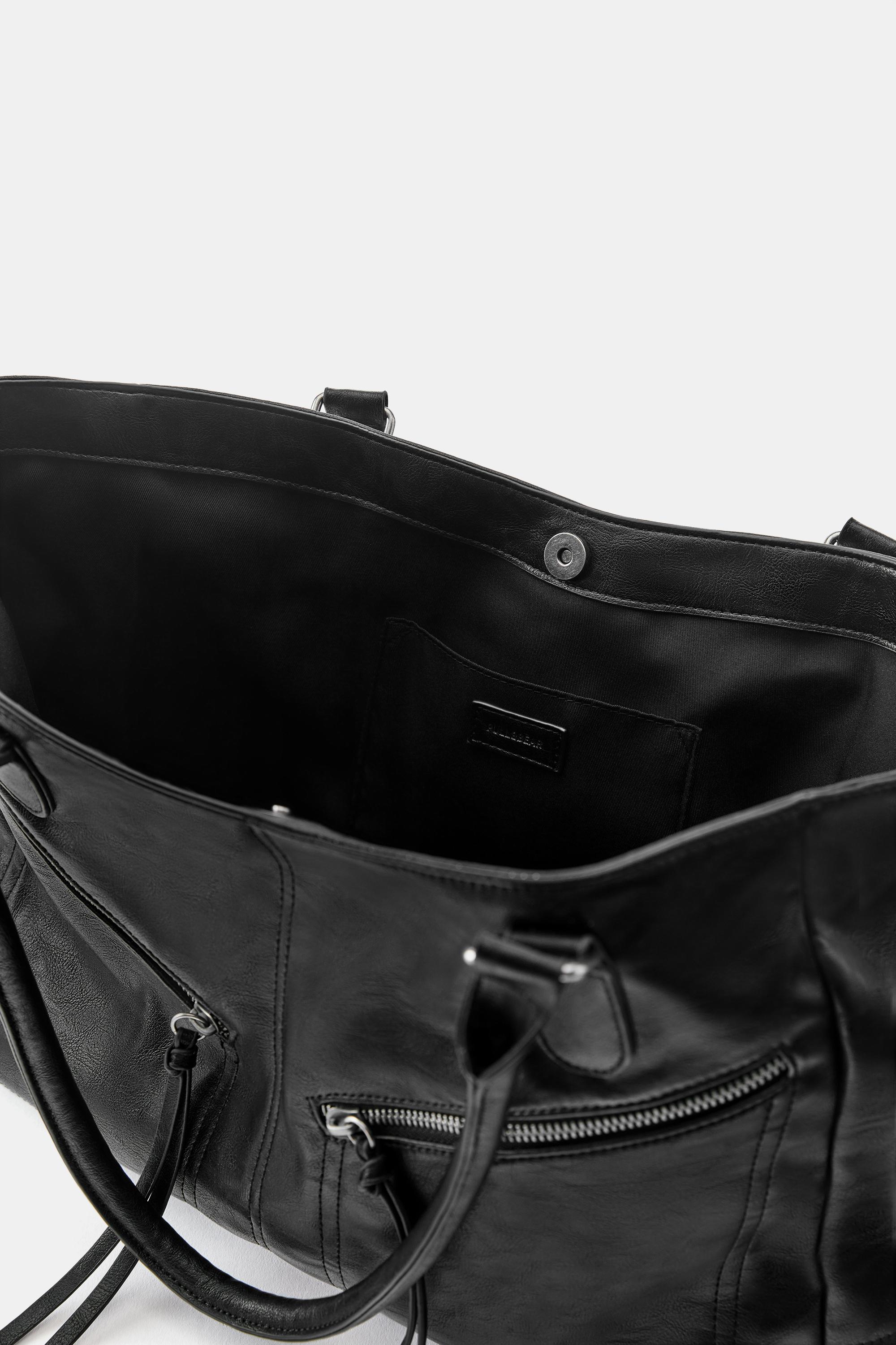 Zip detail tote bag — Black