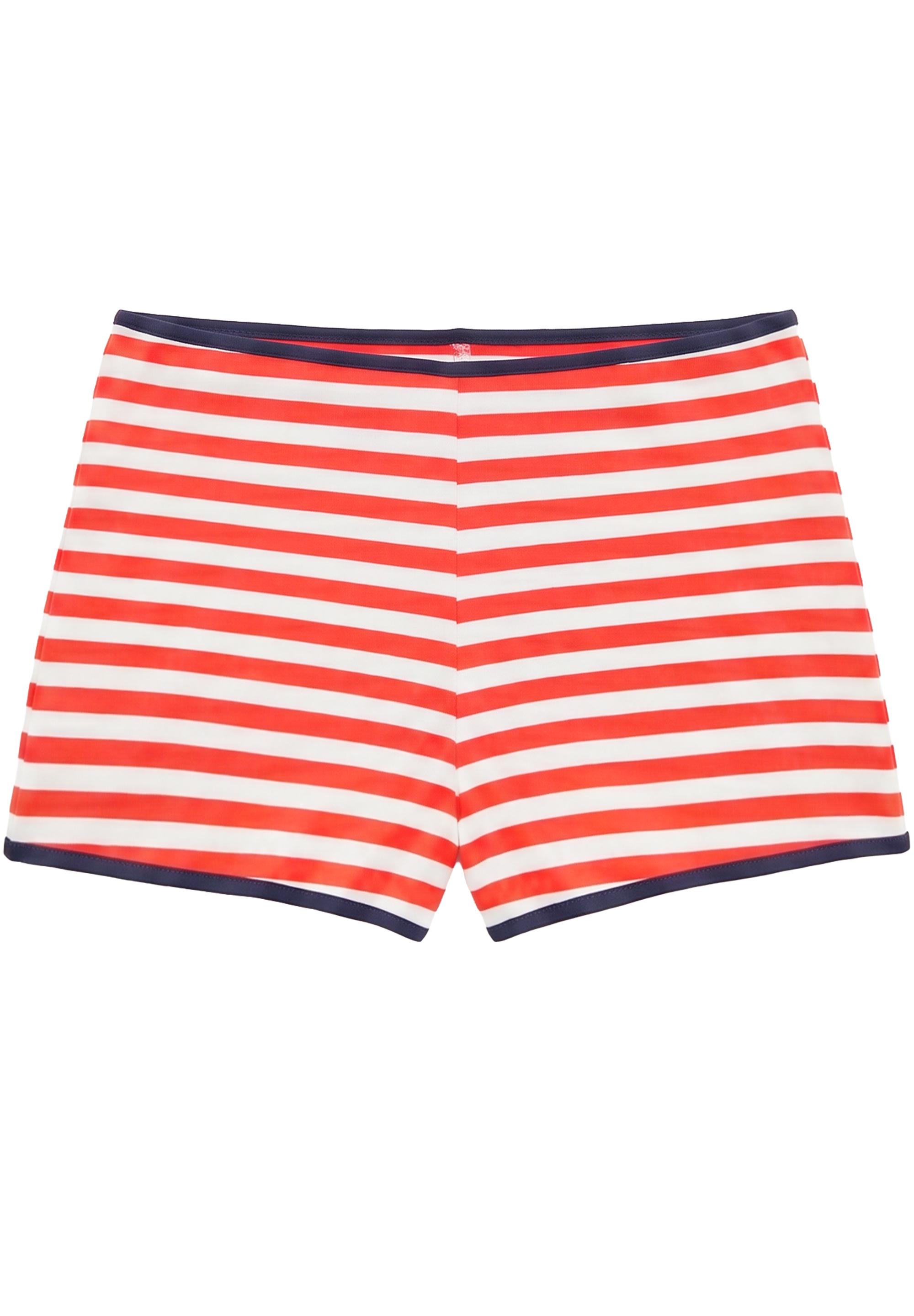 Striped ribbed mini shorts — White/Red