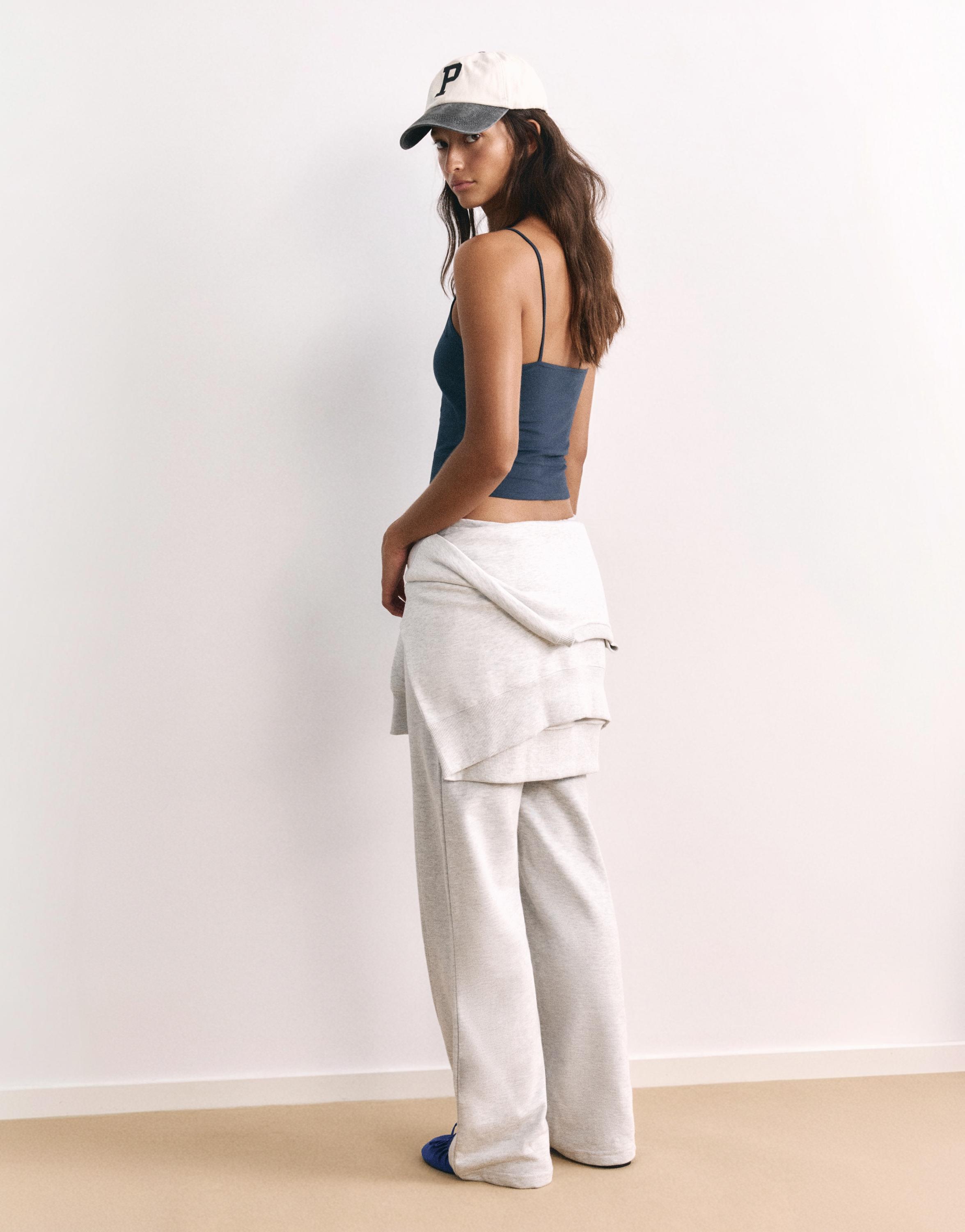 New York graphic strap top — Navy