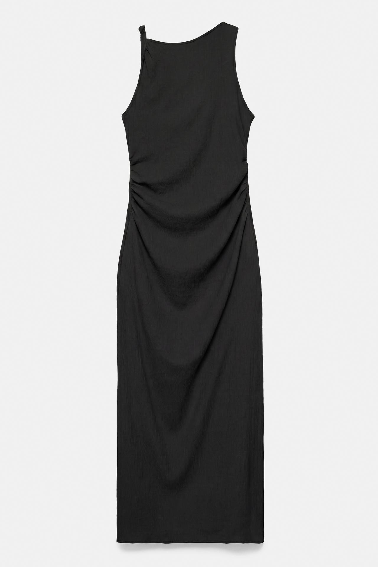Gathered knot midi dress — Anthracite grey