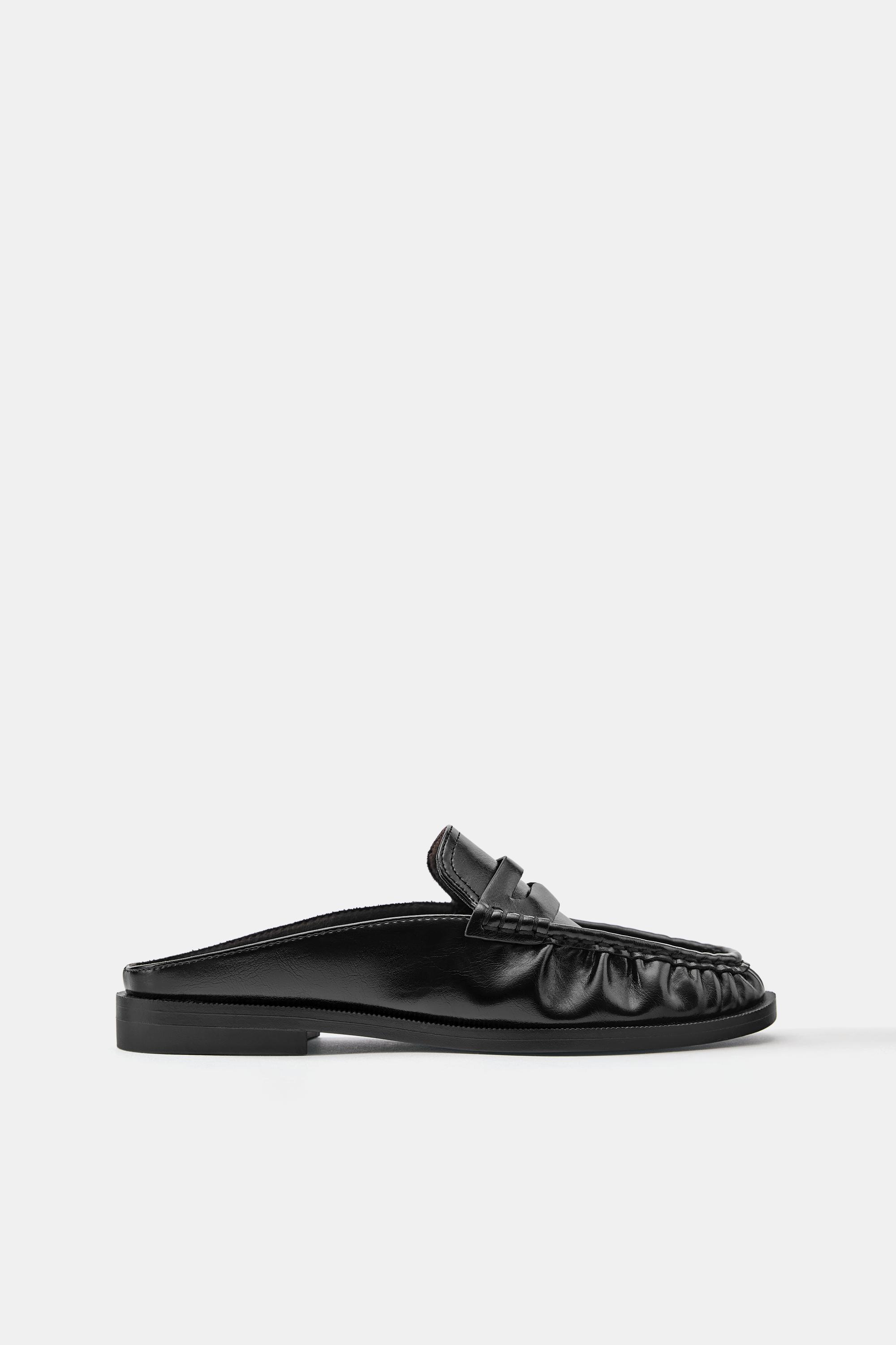 Gathered slingback loafers — Black