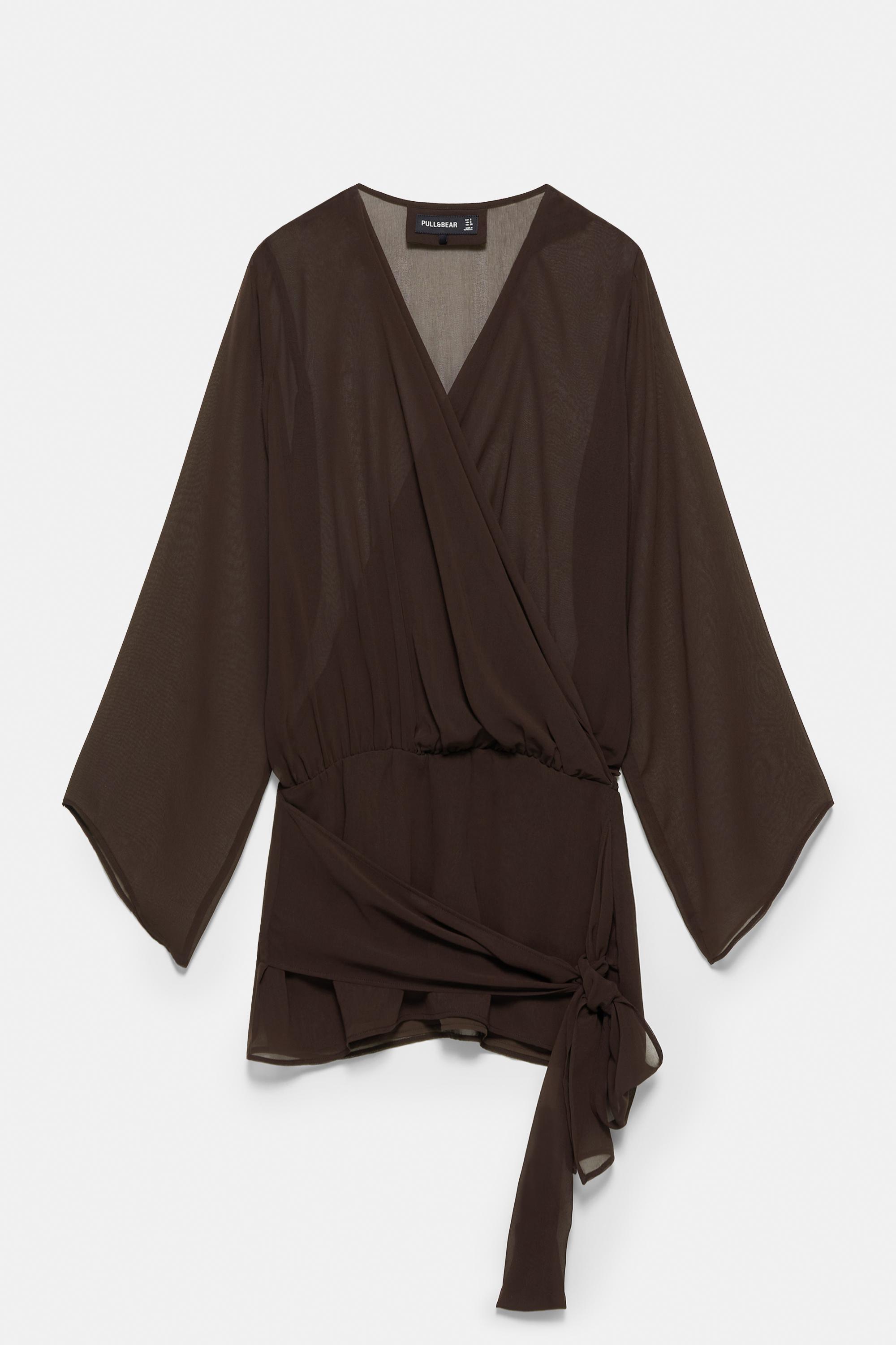 Draped wrap dress — Brown