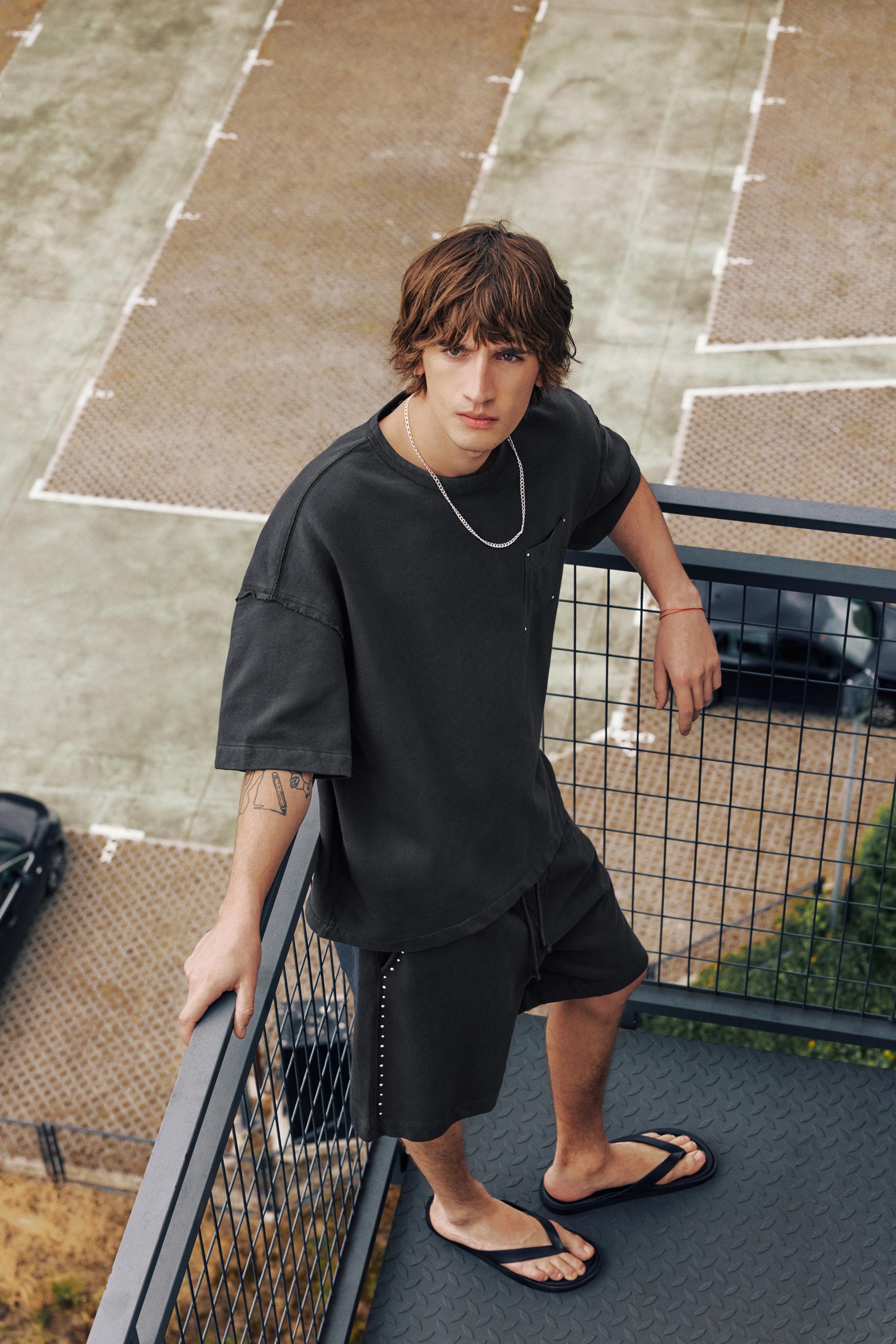 Studded jogging Bermuda shorts — Anthracite grey