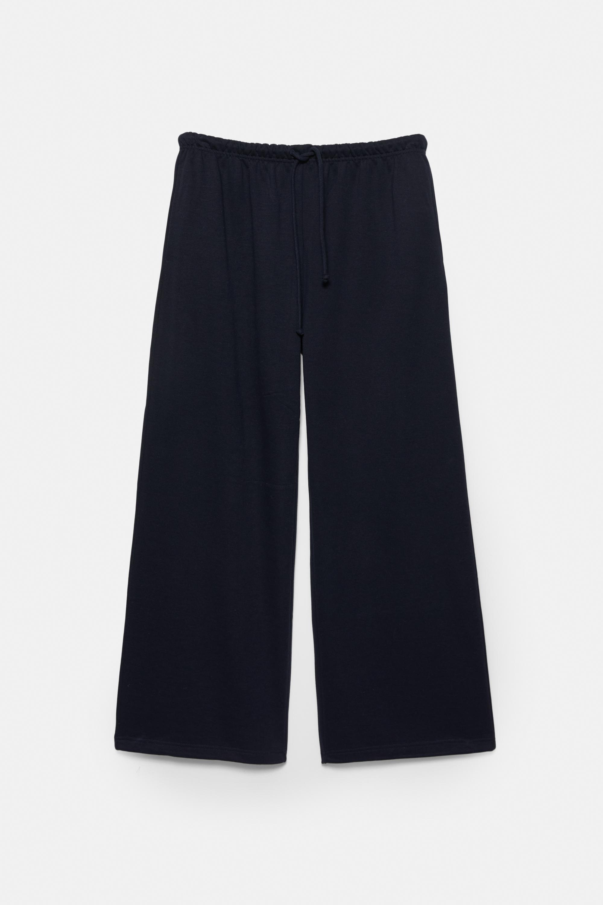 Wide-leg tracksuit bottoms with adjustable hem — Navy