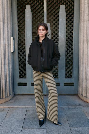 Soft-touch wide-leg trousers — Striped 1