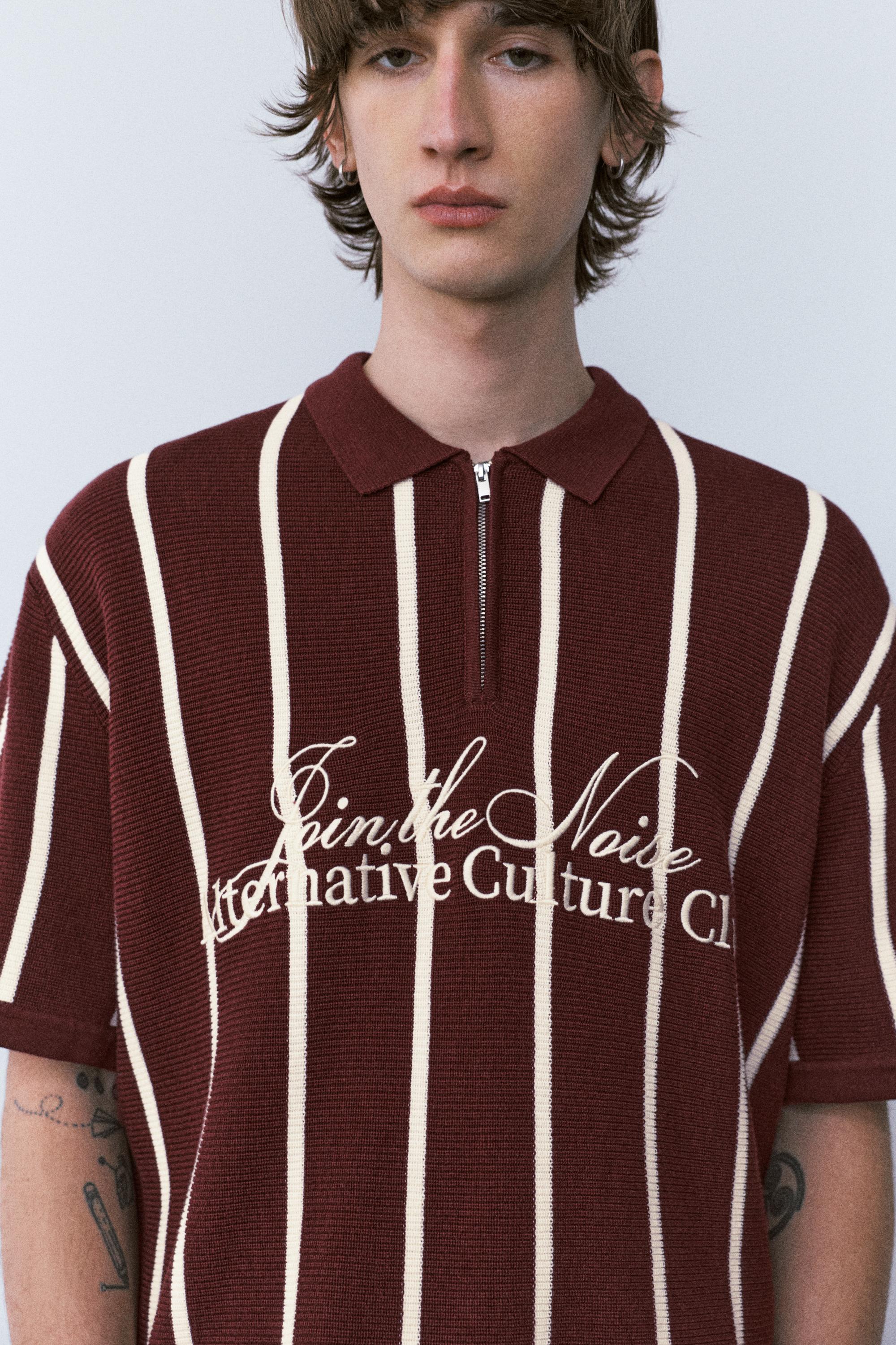 Fermuarlı çizgili triko polo - Görsel 19