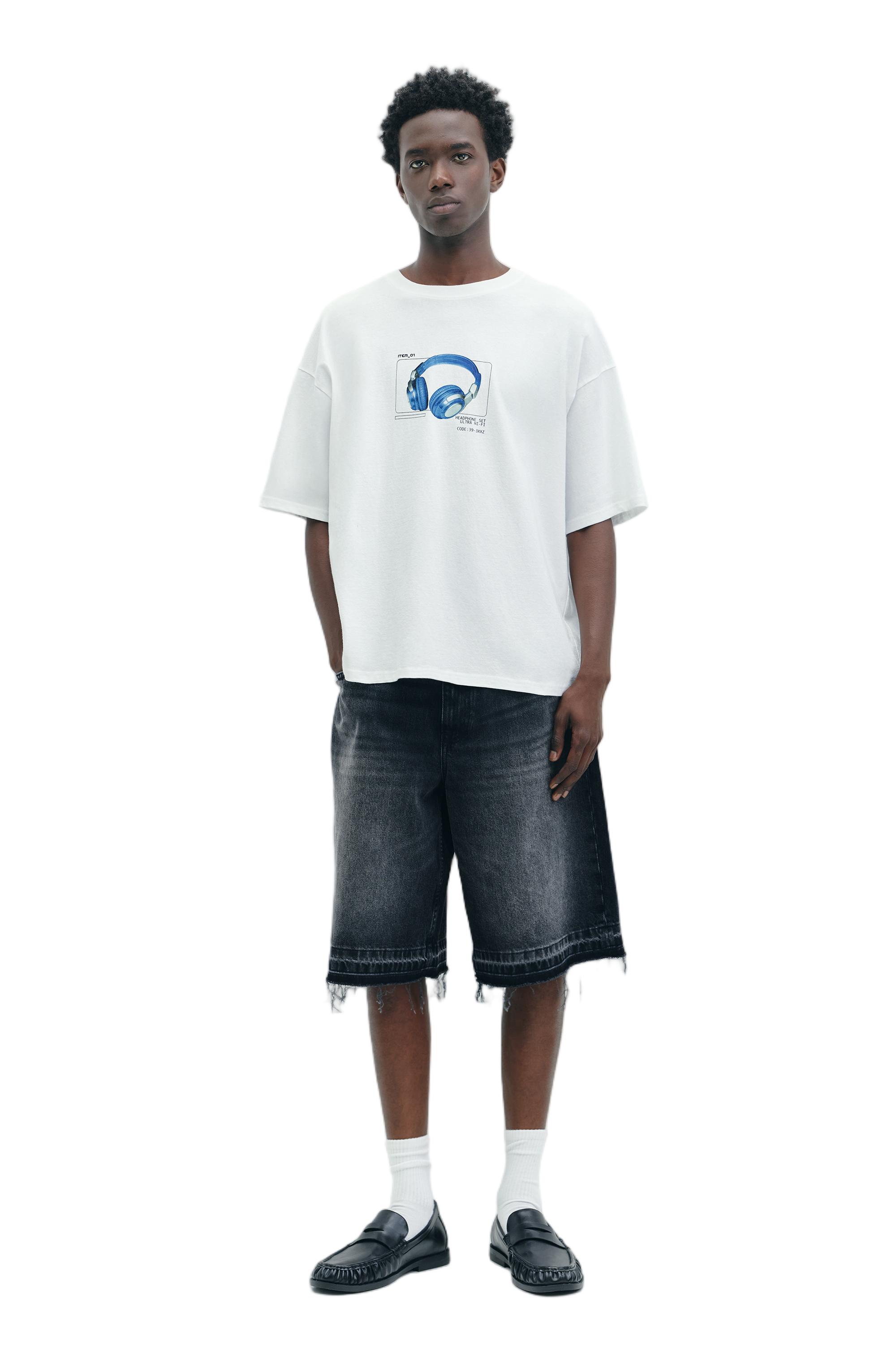 STWD T-shirt with headphones graphic — Off white