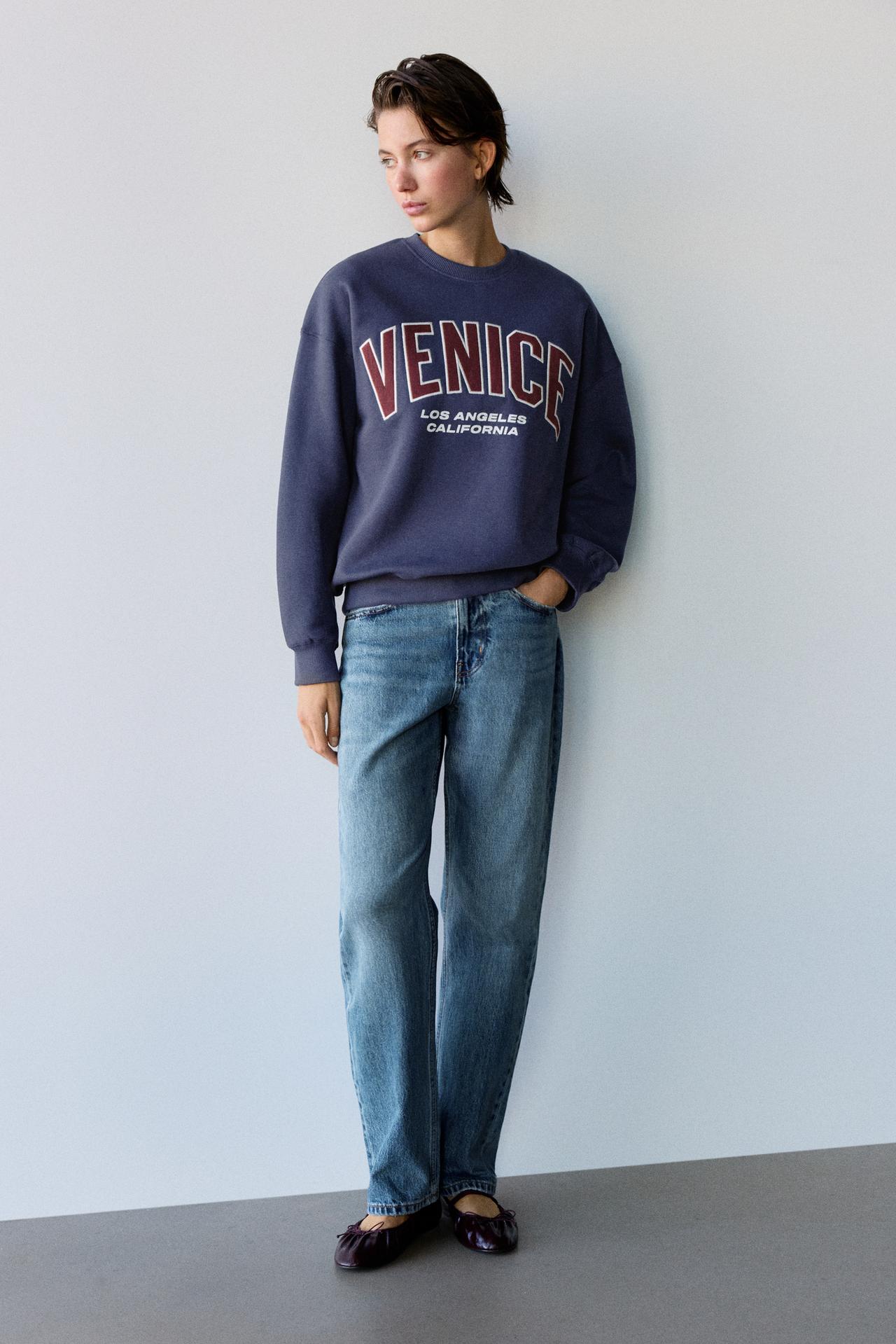 Graphic round neck sweatshirt — Navy