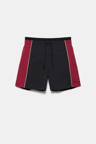Panelled swimming trunks — Burgundy 3