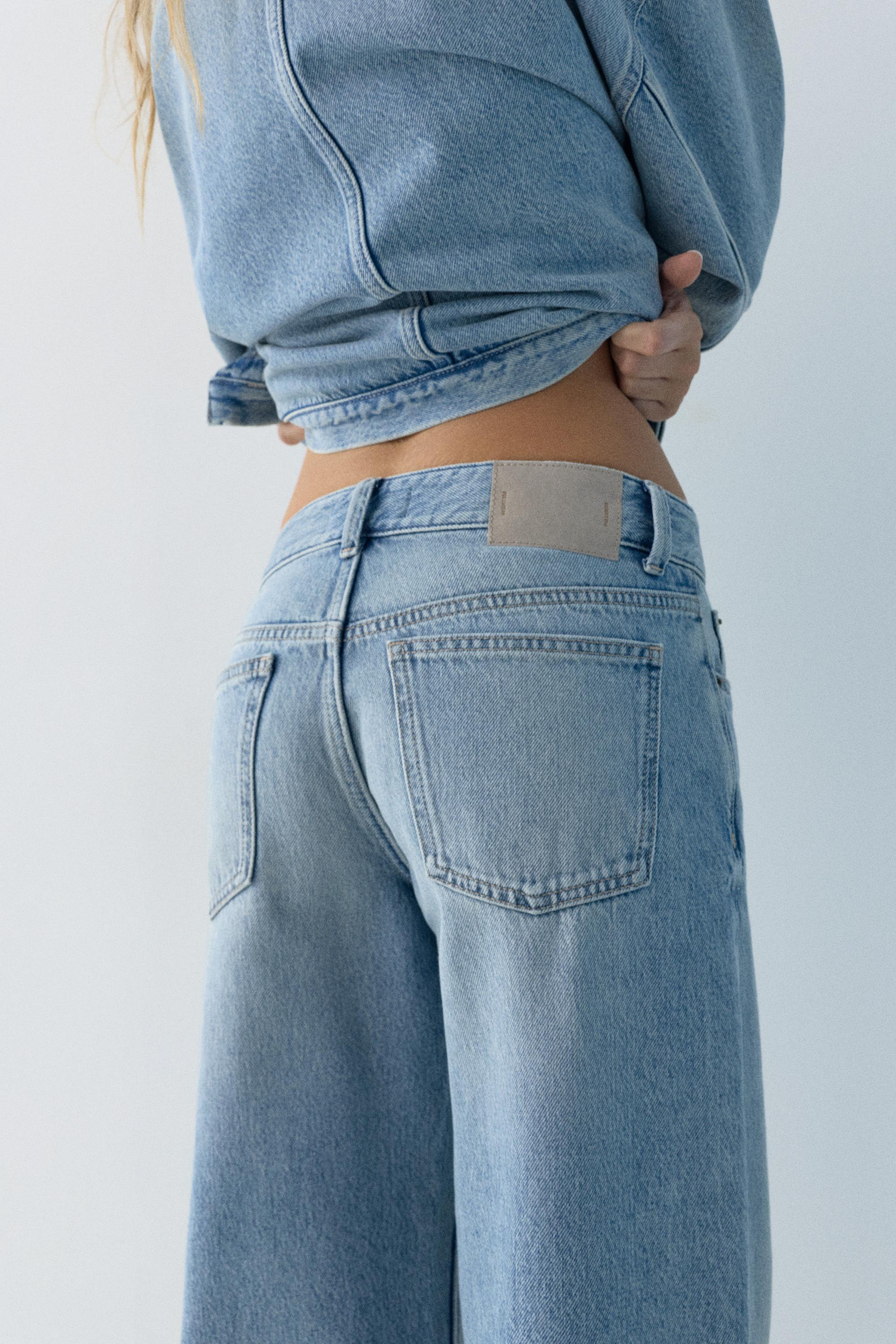 Low-rise culottes jeans — Pale blue