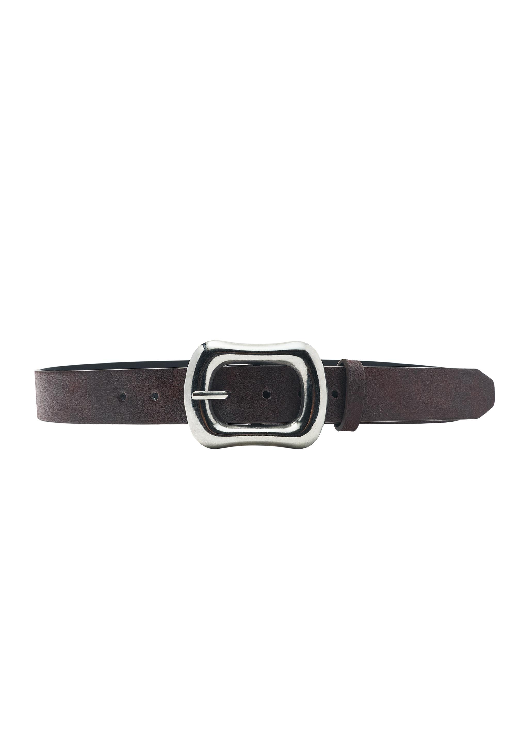 Rectangular buckle belt — Brown