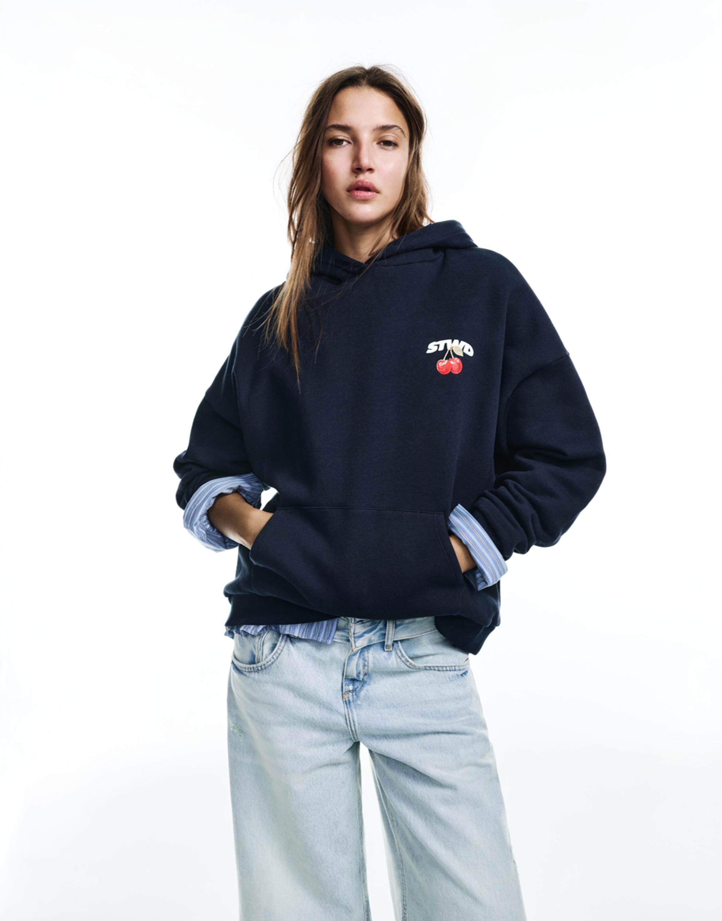 STWD kiraz kapüşonlu sweatshirt - Görsel 11