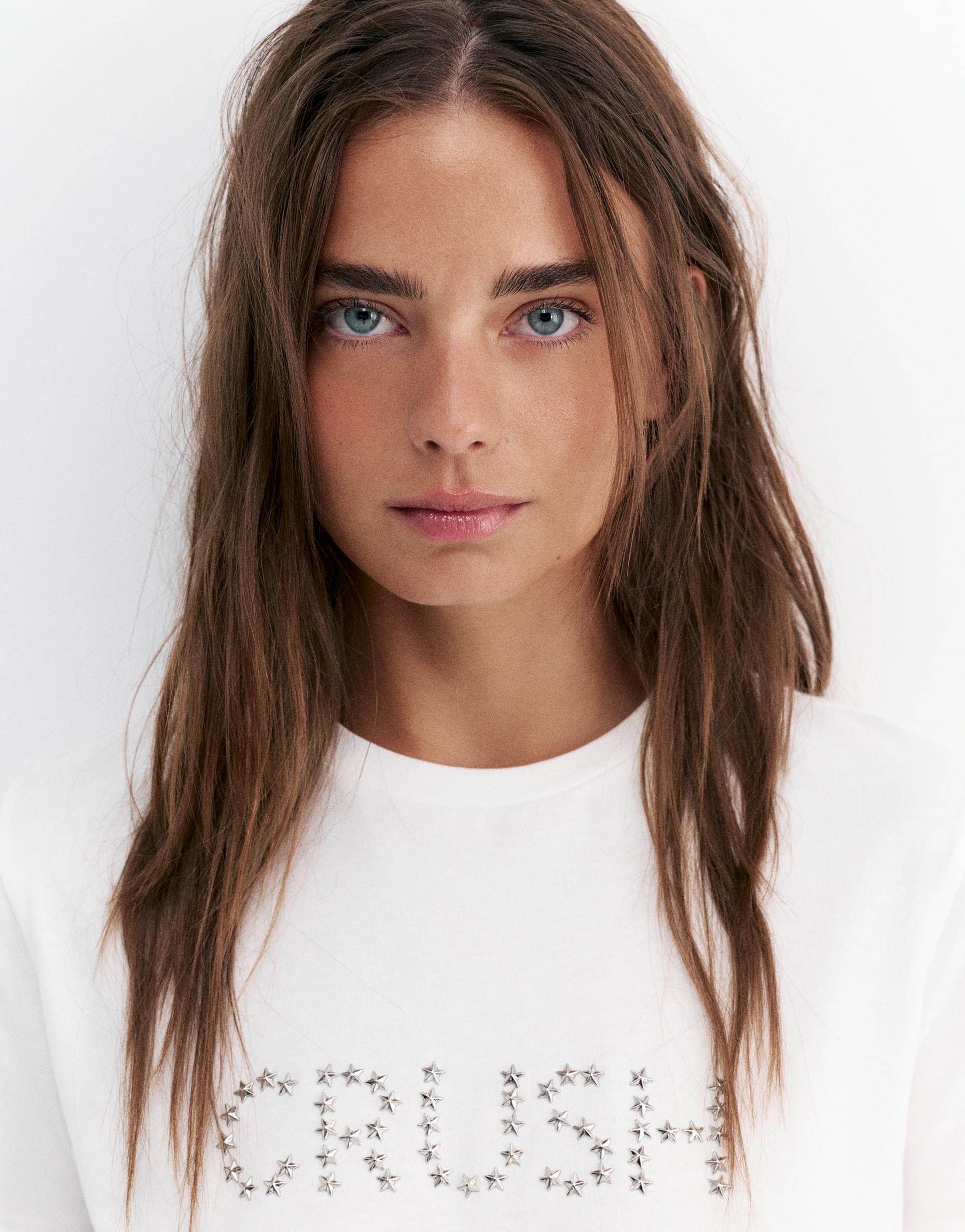 Studded graphic T-shirt — White