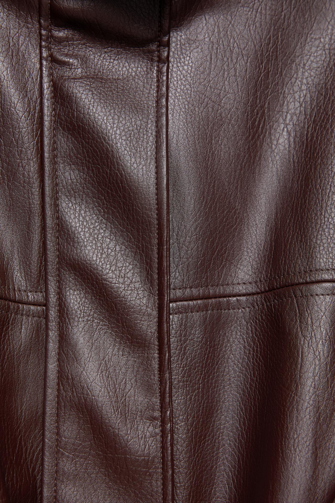 Leather-effect balloon bomber jacket — Chocolate