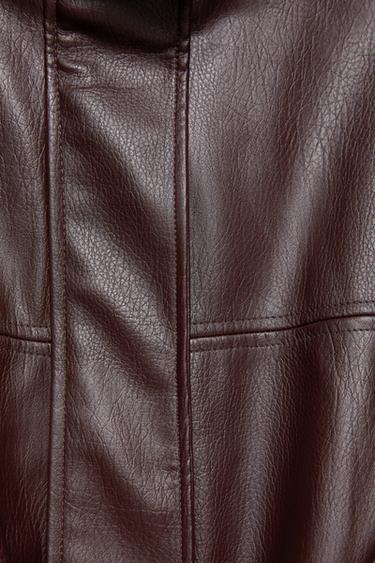 Leather-effect balloon bomber jacket — Chocolate 8