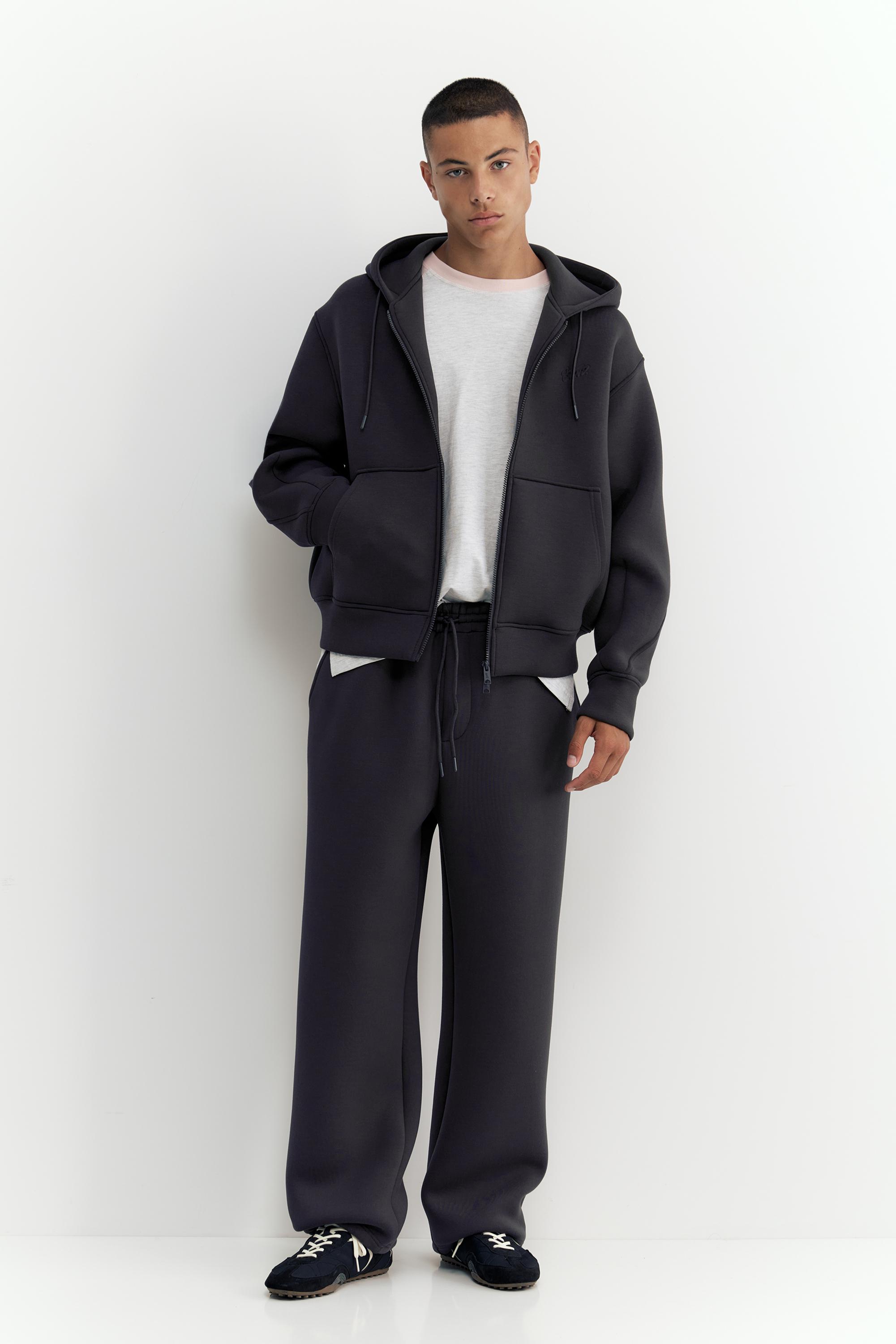 Neoprene-effect baggy trousers — Anthracite grey