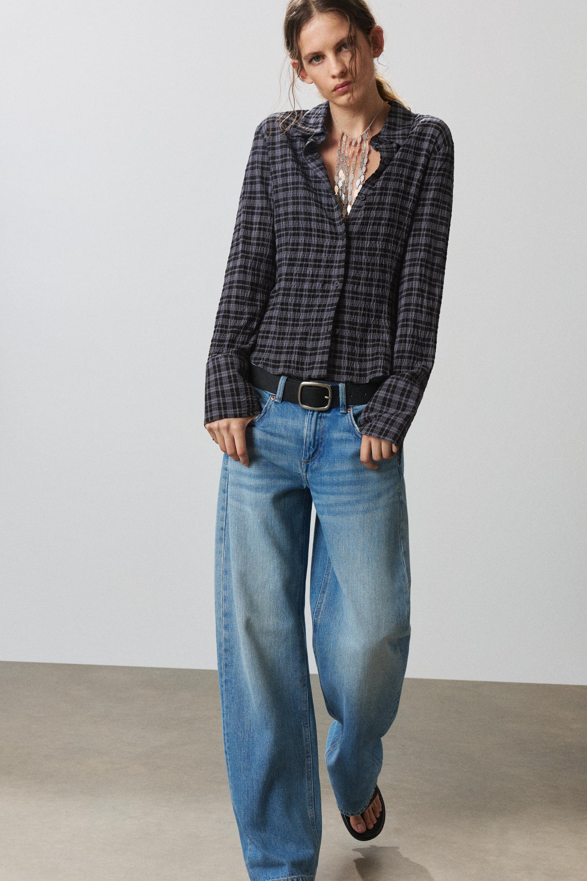 Darted check shirt — Anthracite grey