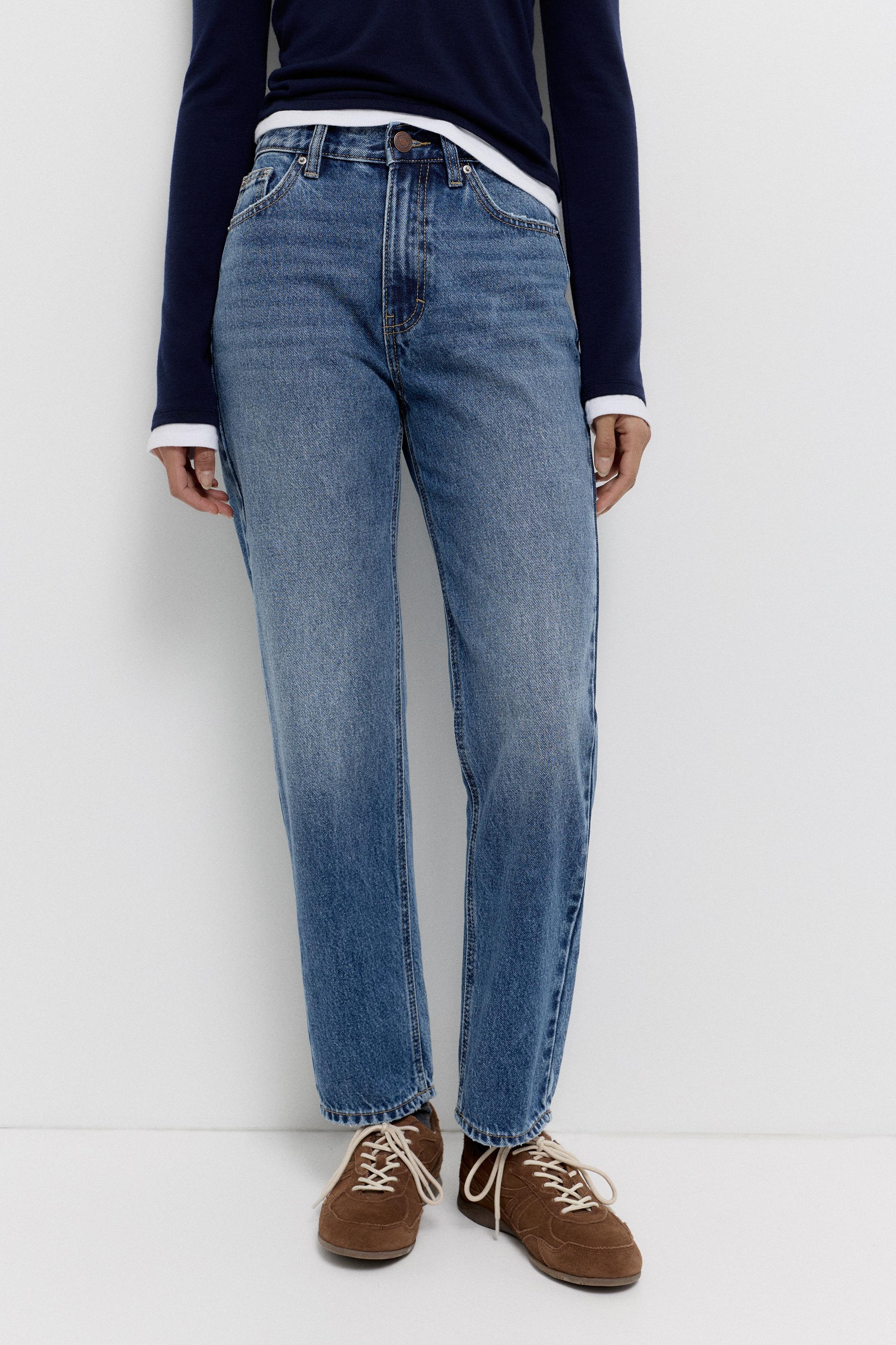 High-waist mom jeans — Dark blue