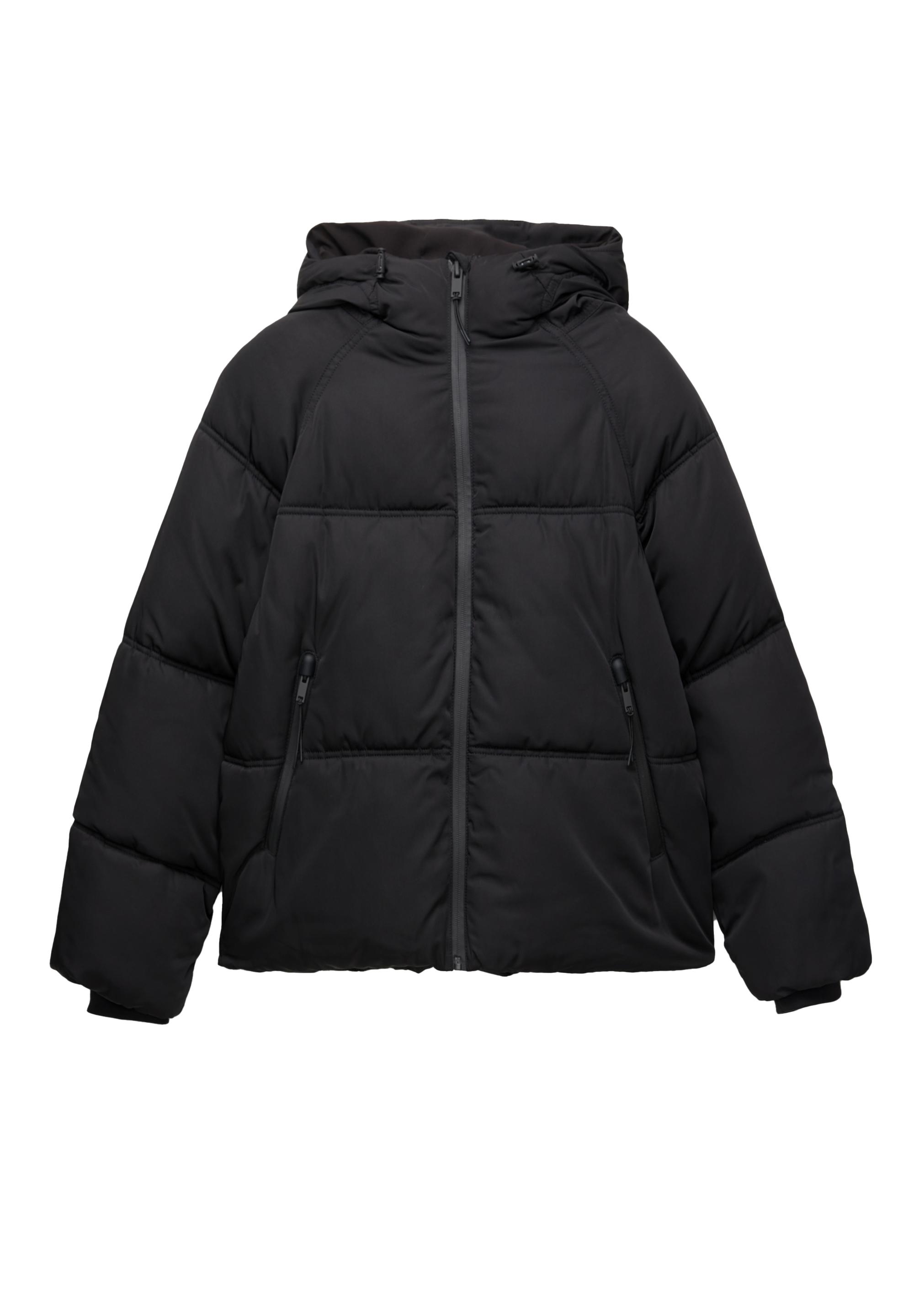 Puffer jacket with hood — Black