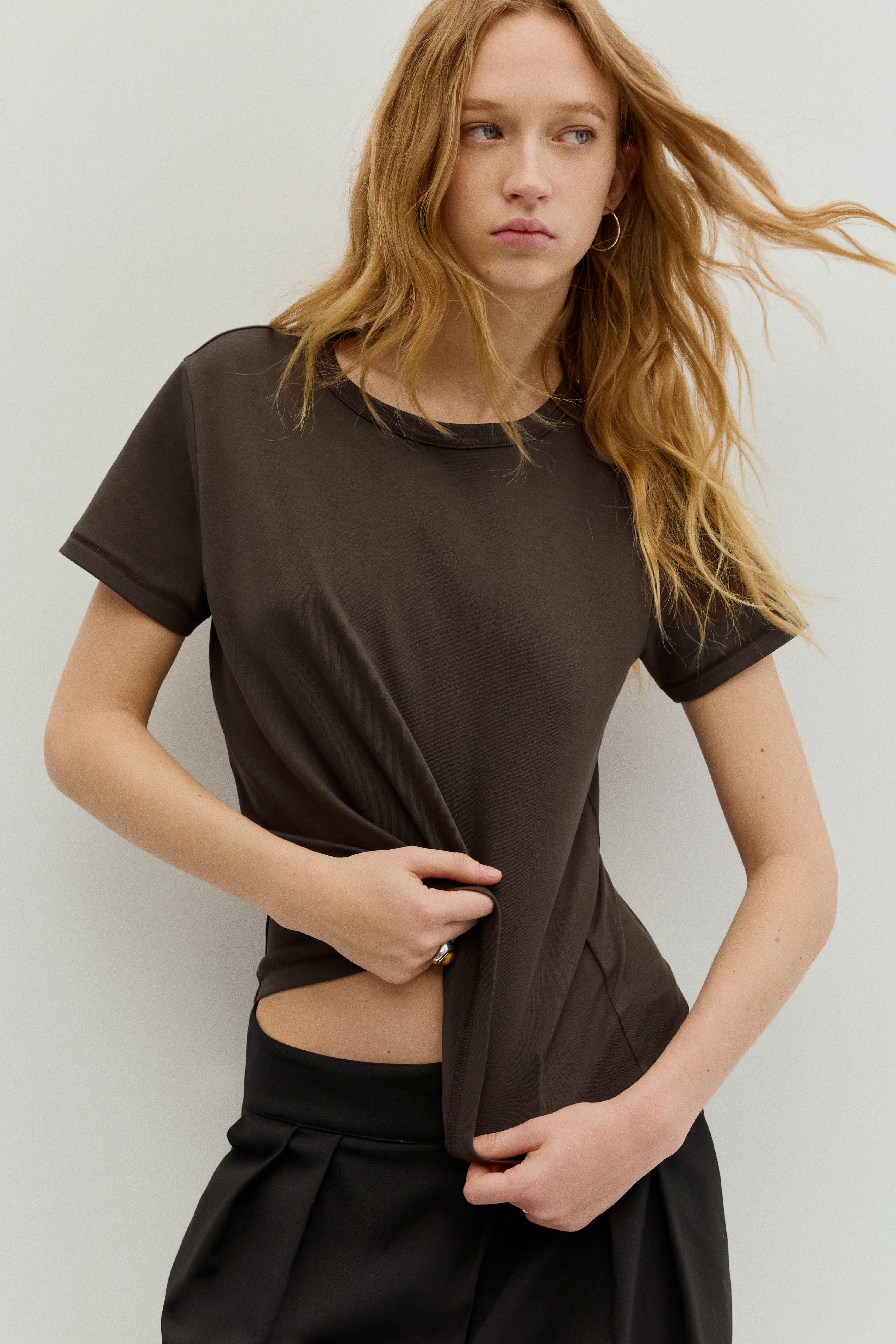 Basic short sleeve T-shirt — Brown