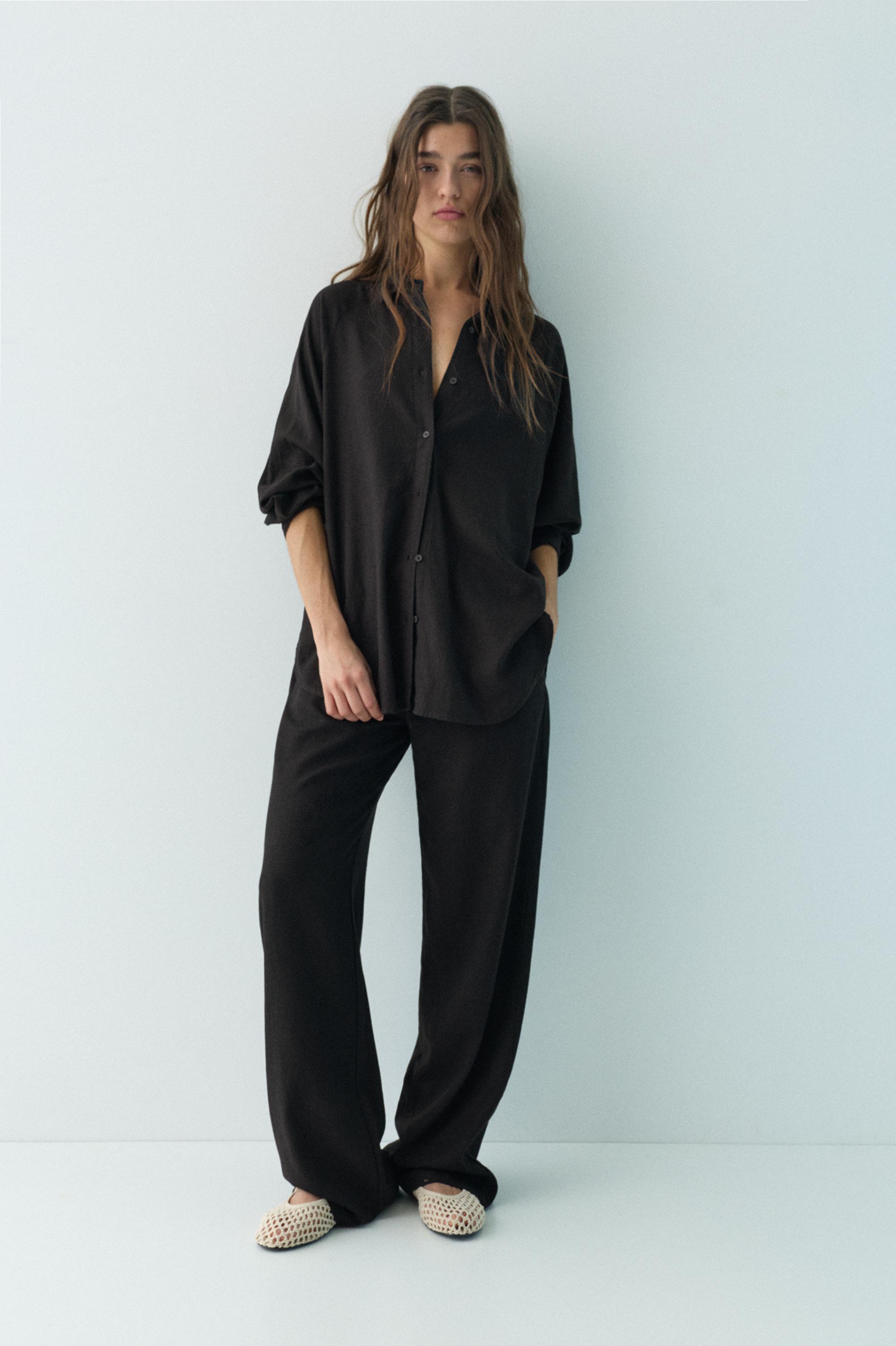 Ketenli rustik gömlek - Görsel 11