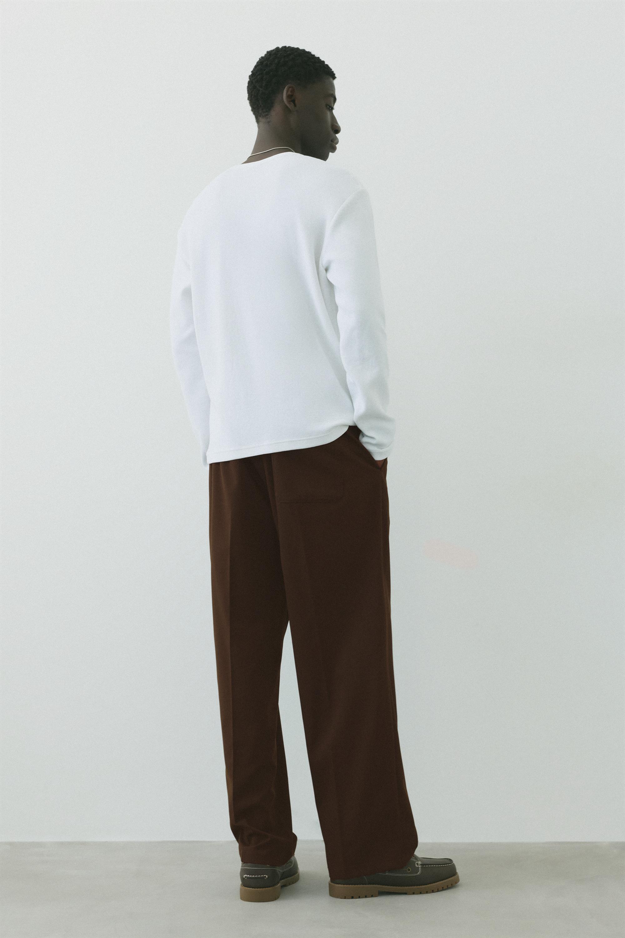 Wide-leg tailored trousers — Chocolate