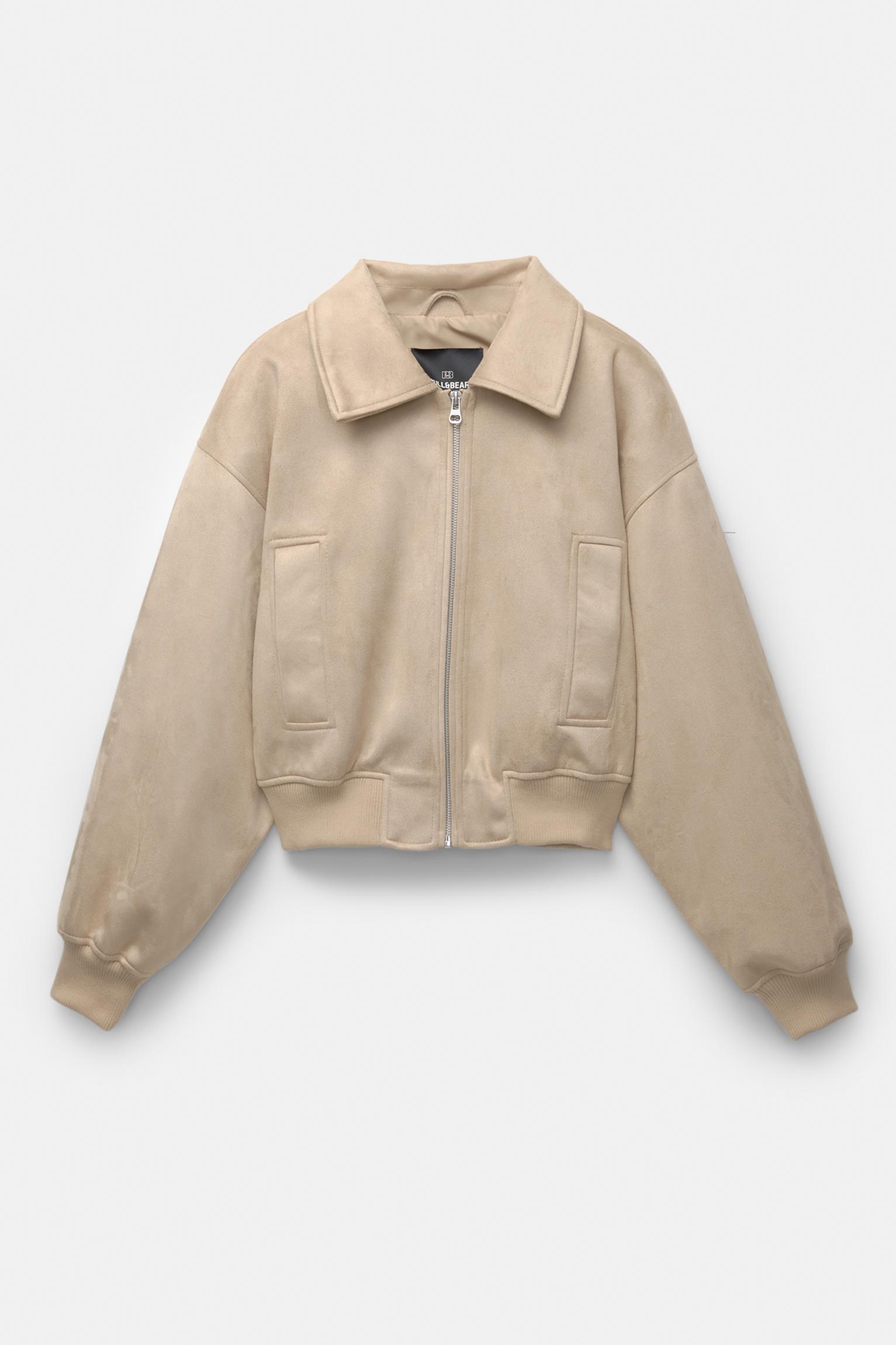 Faux suede bomber jacket - pull&bear