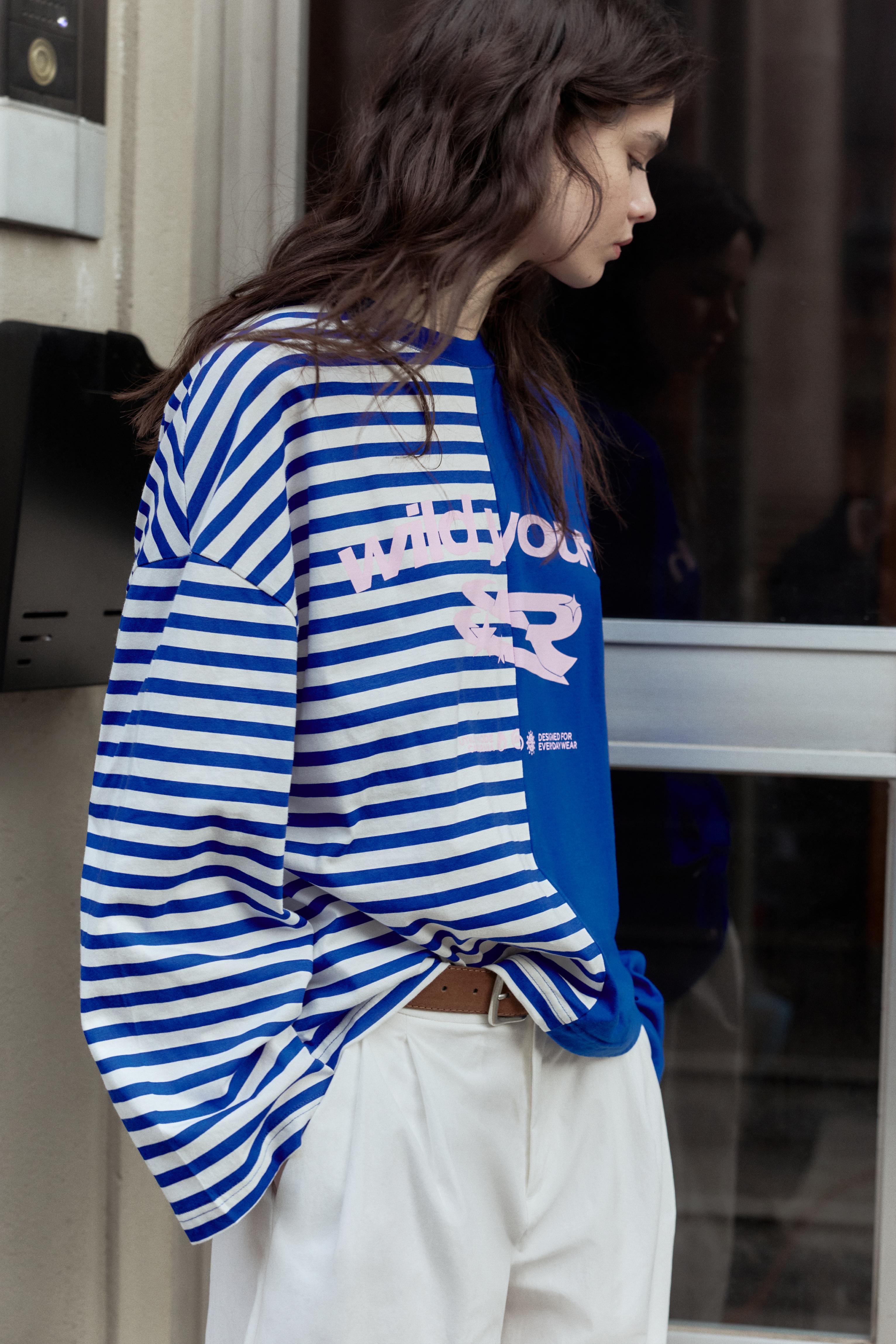 Graphic panel T-shirt — Dark blue