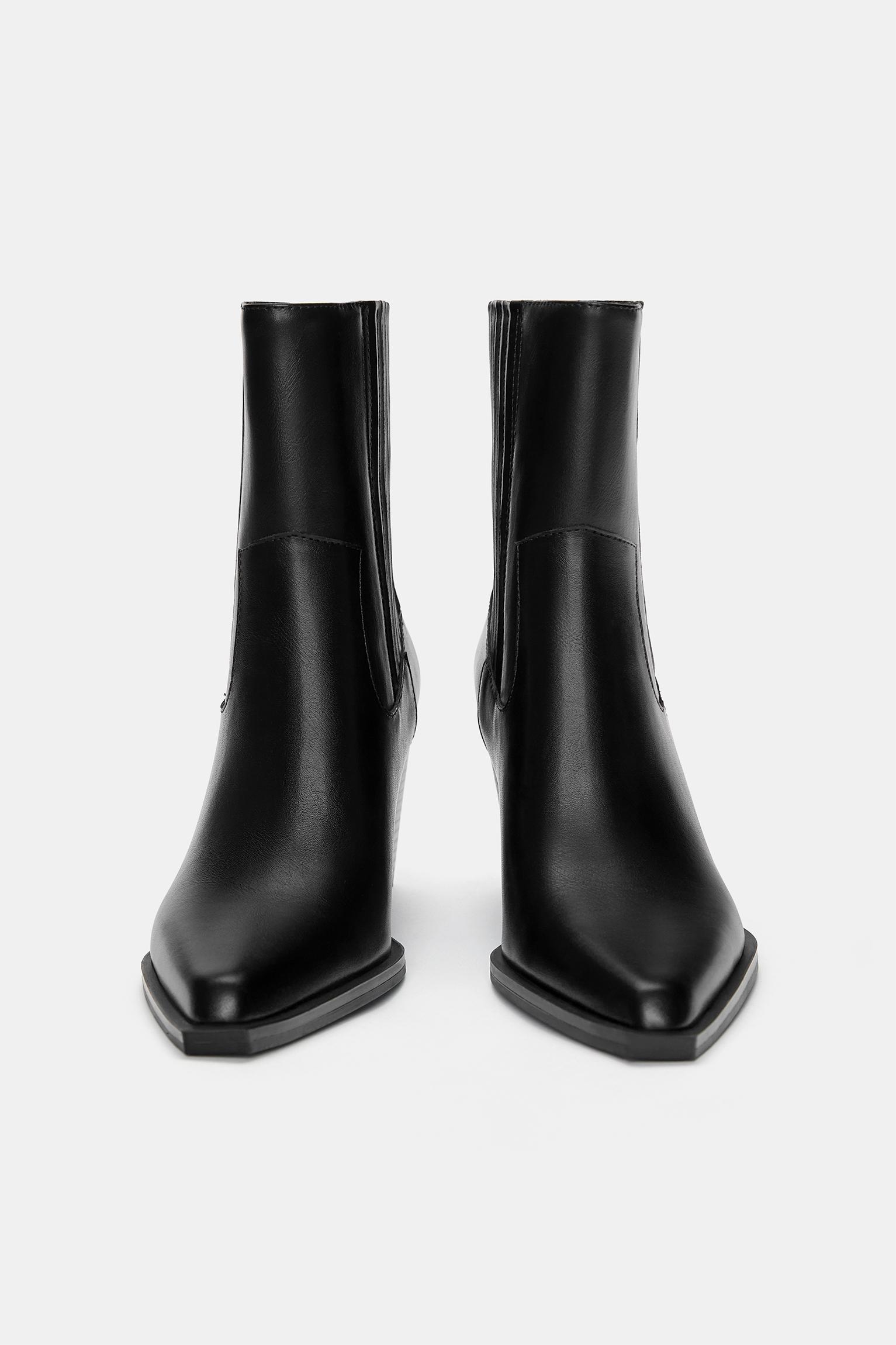 Cowboy heel ankle boots — Black