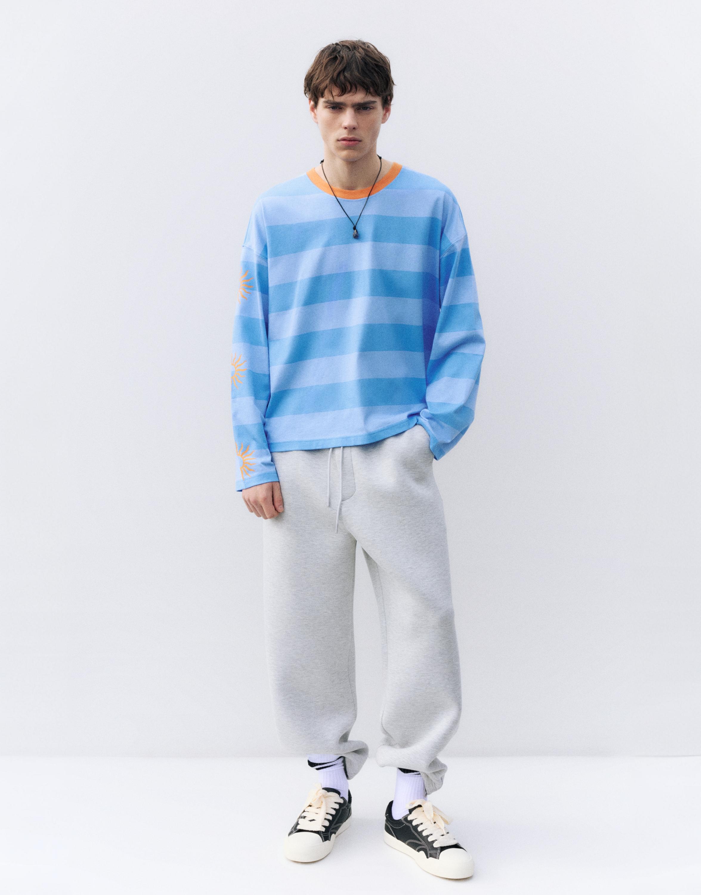 STWD striped boxy T-shirt — Deep blue